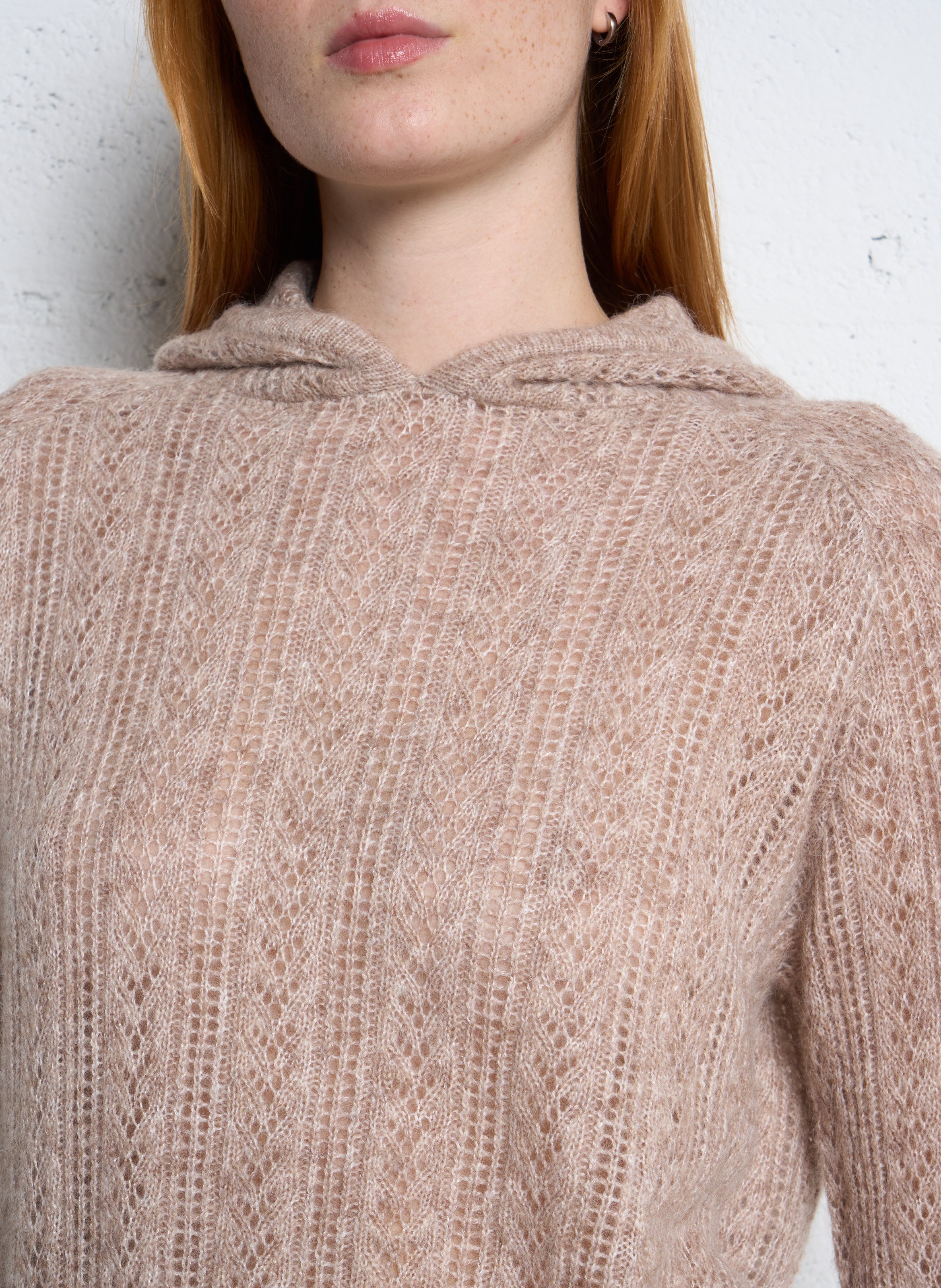 Straight wool blend hooded sweater SUD EXPRESS Brown