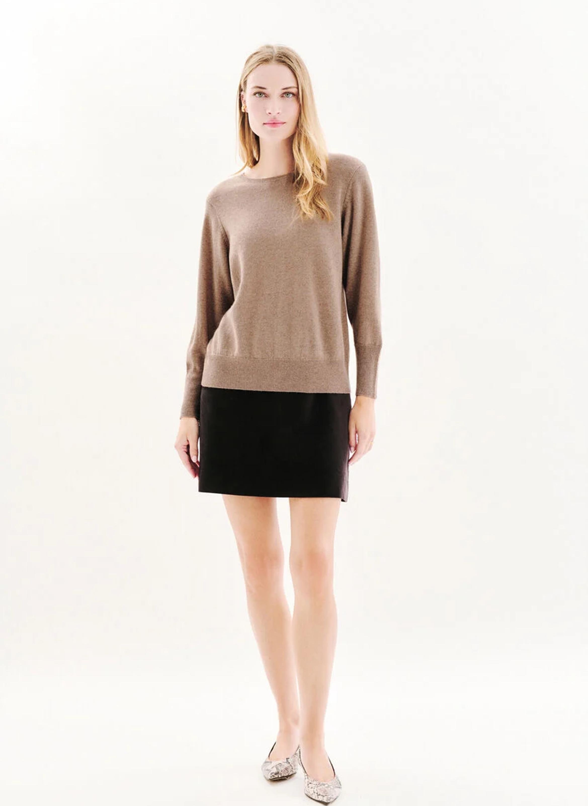 Round-neck cashmere-blend sweater CAROLL Brown
