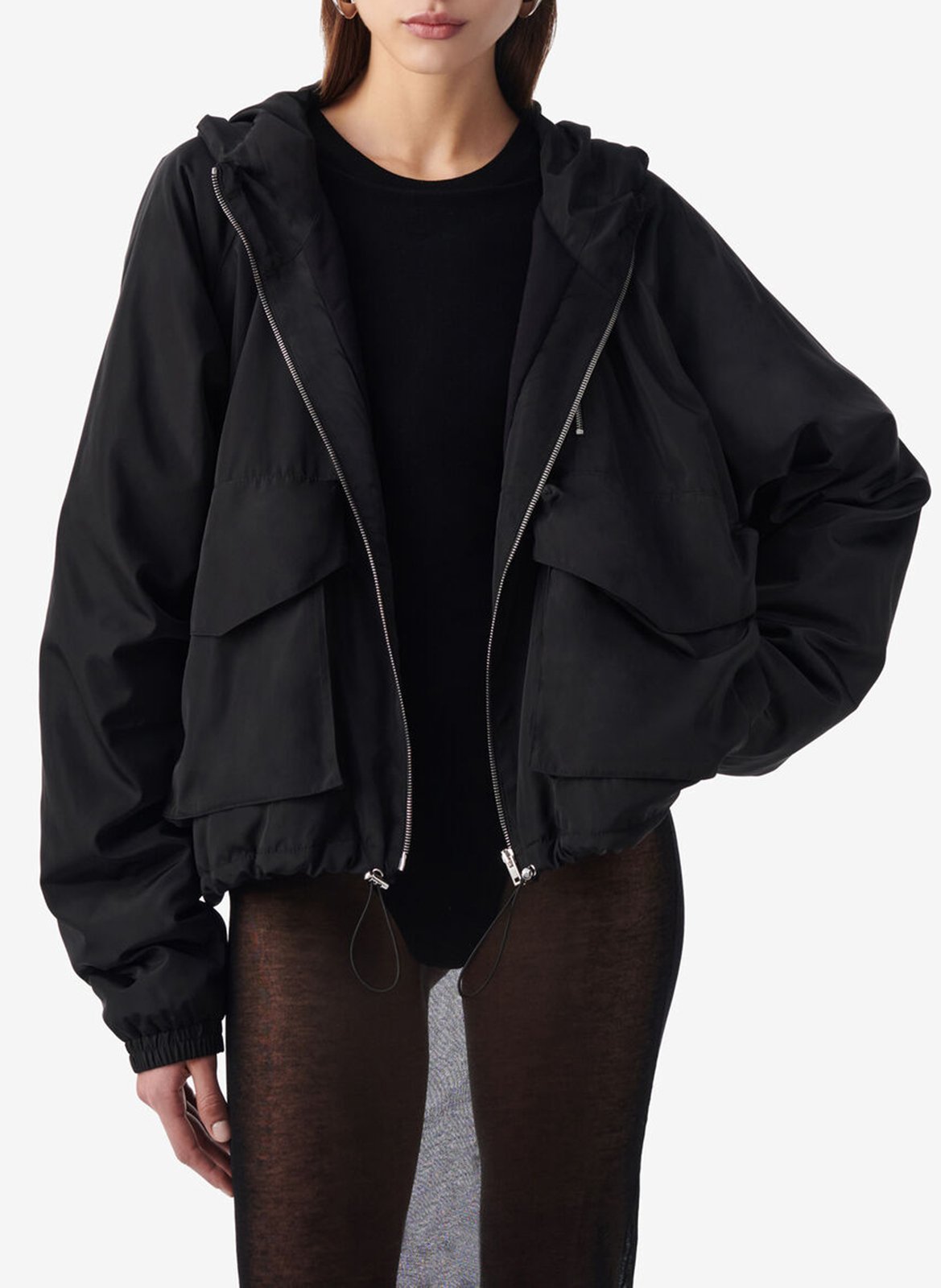 Straight windcheater with hood IRO Black