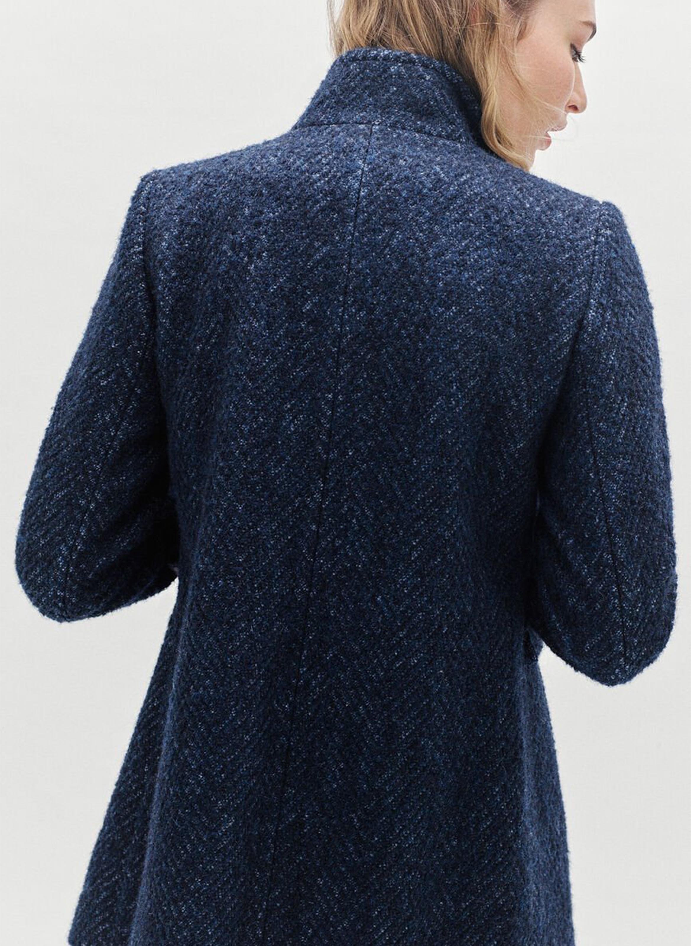 High-neck wool-blend coat CAROLL Blue