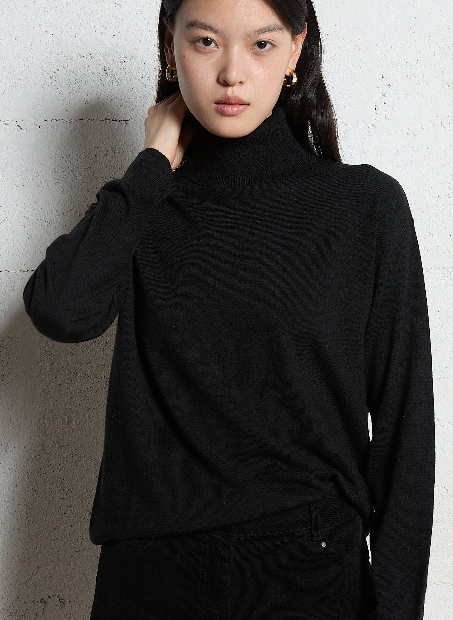 Sous-pull col roulé en maille Noir