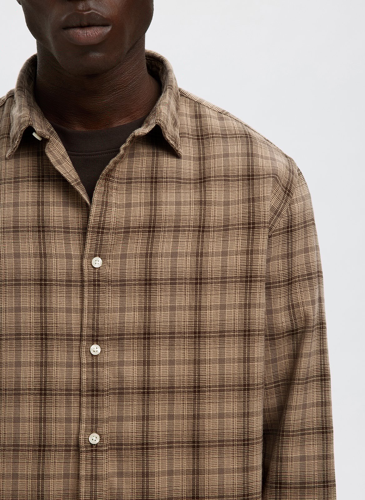 Gerade geschnittene Bluse aus Bio-Baumwolle mit klassischem Kragen SELECTED Beige