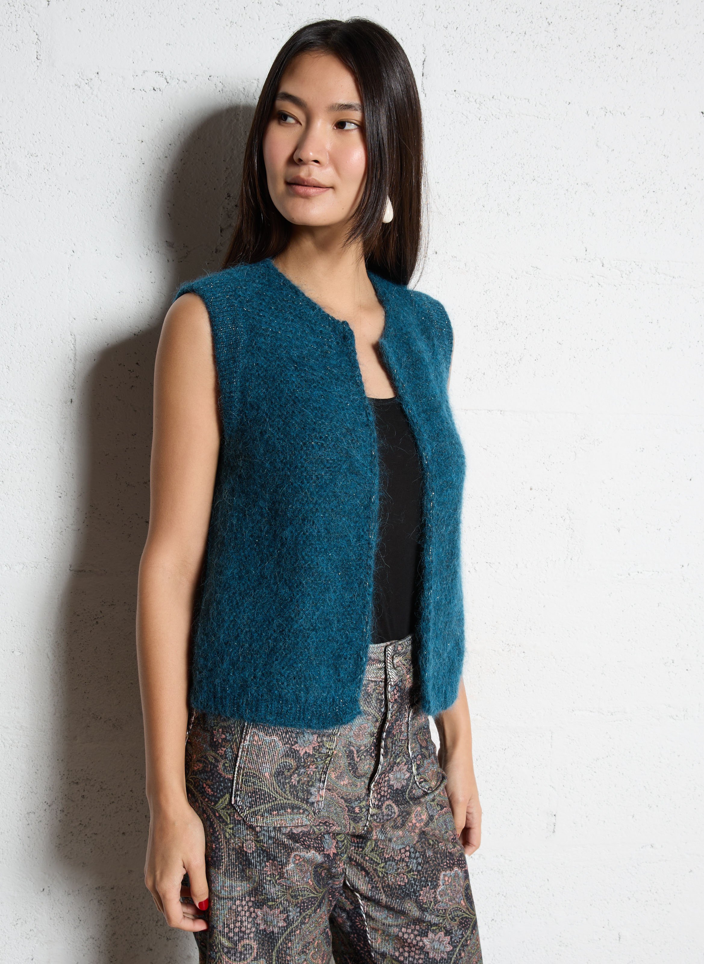 Gilet col rond droit en maille SUD EXPRESS