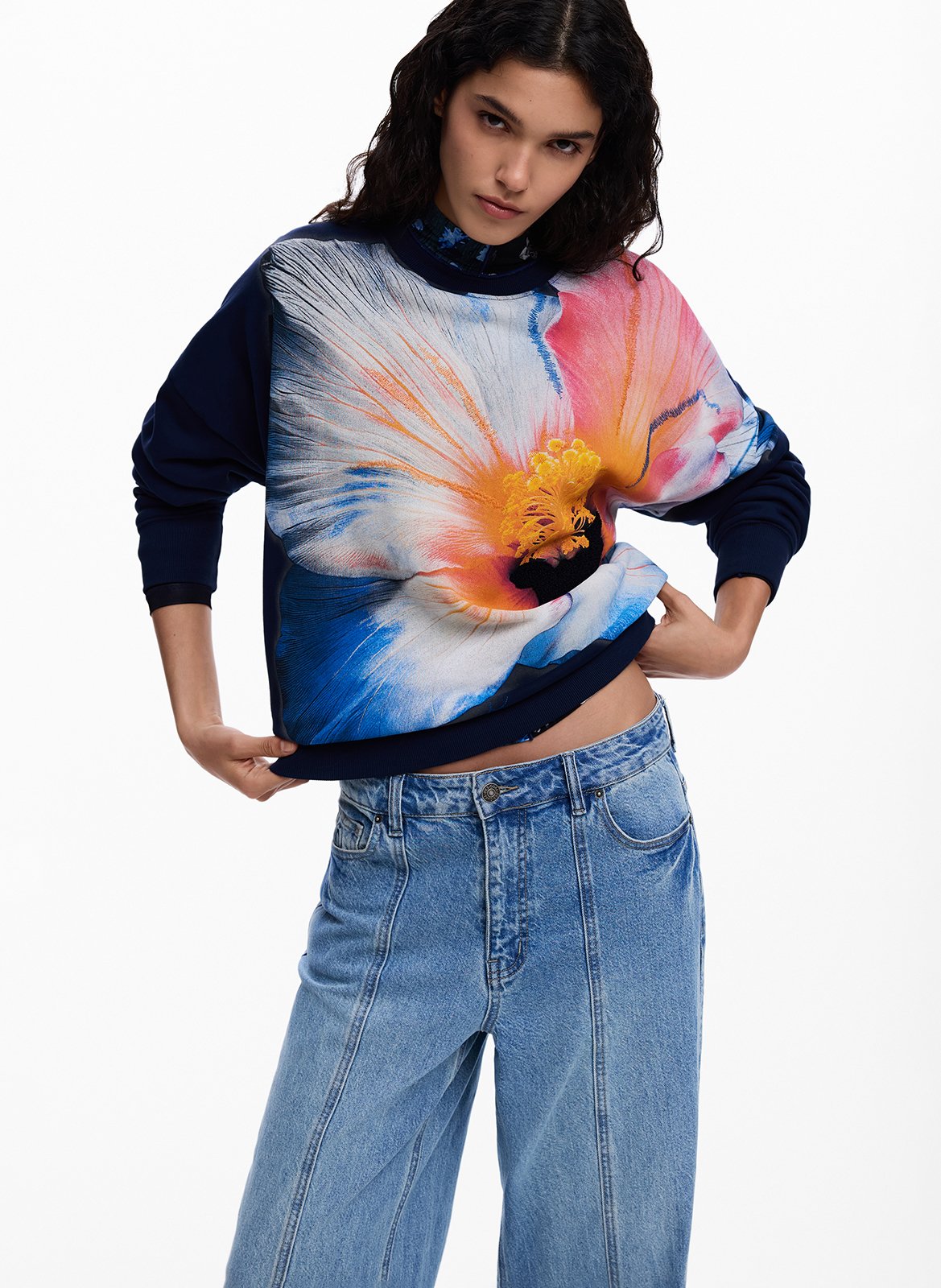 Baumwoll-Sweater mit Rundhalsausschnitt DESIGUAL Rot