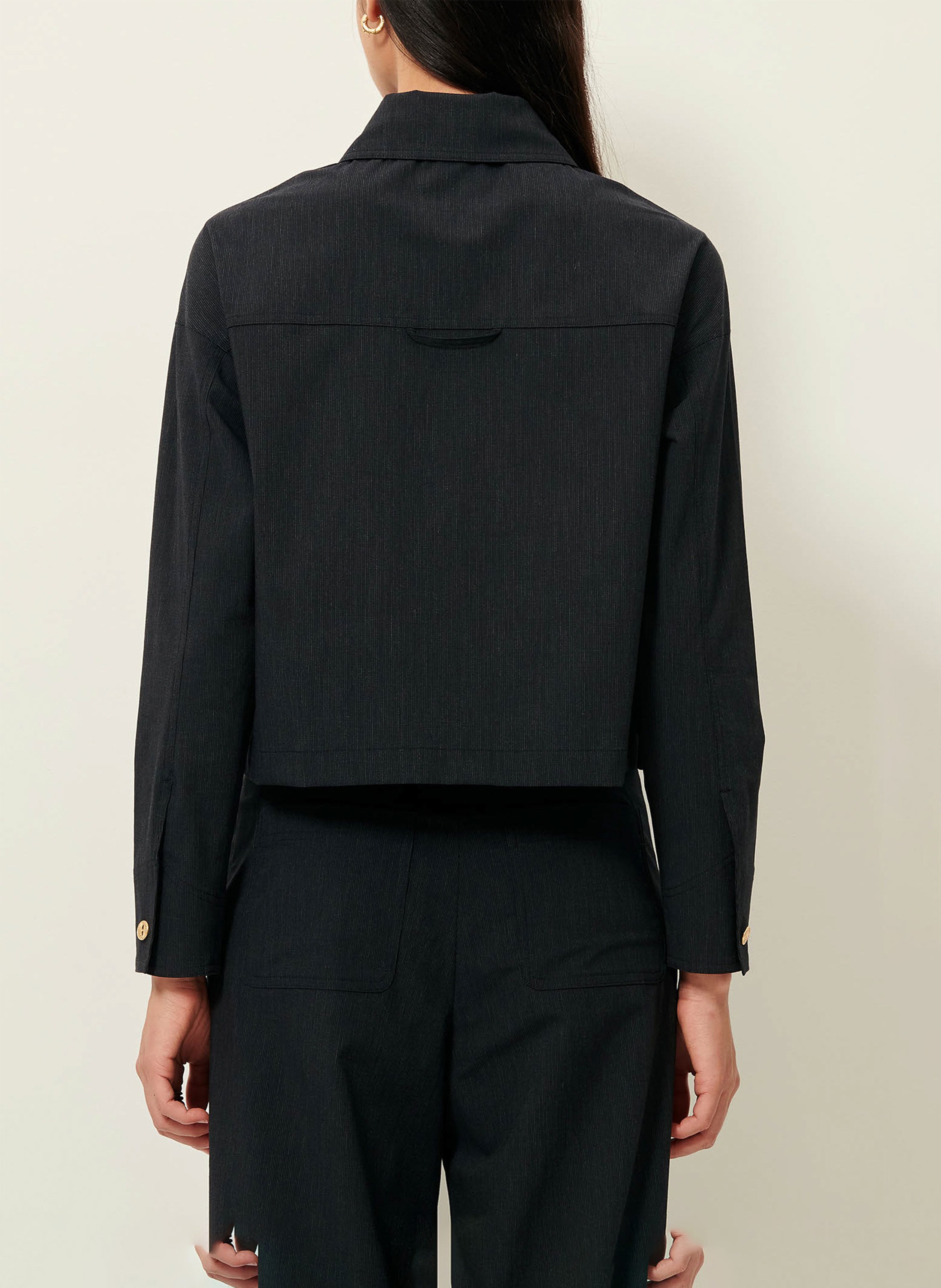 Oversized cotton and linen-blend overshirt with classic collar SESSUN Grey