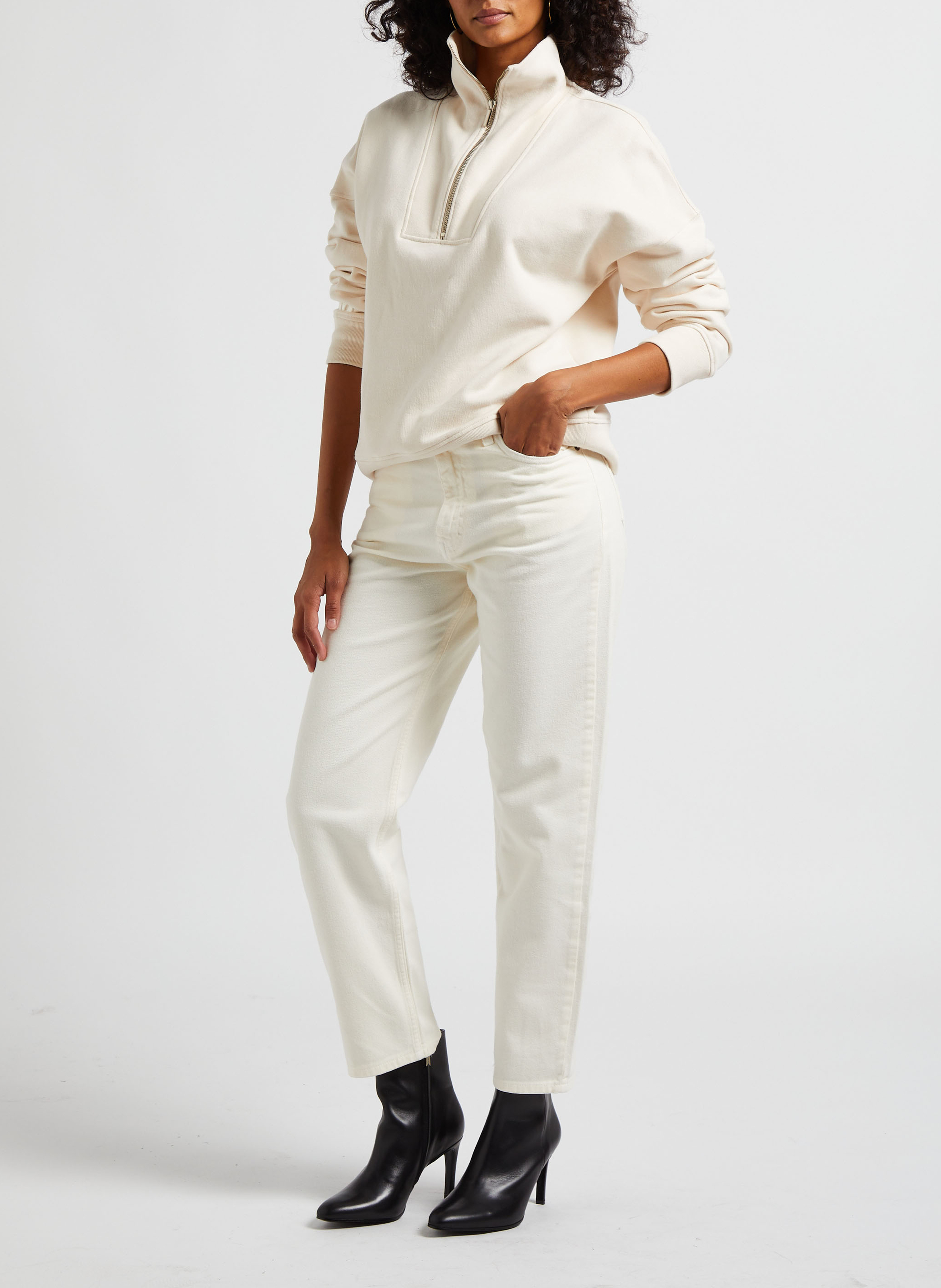 Jean taille haute droit en coton  MARGAUX LONNBERG Blanc