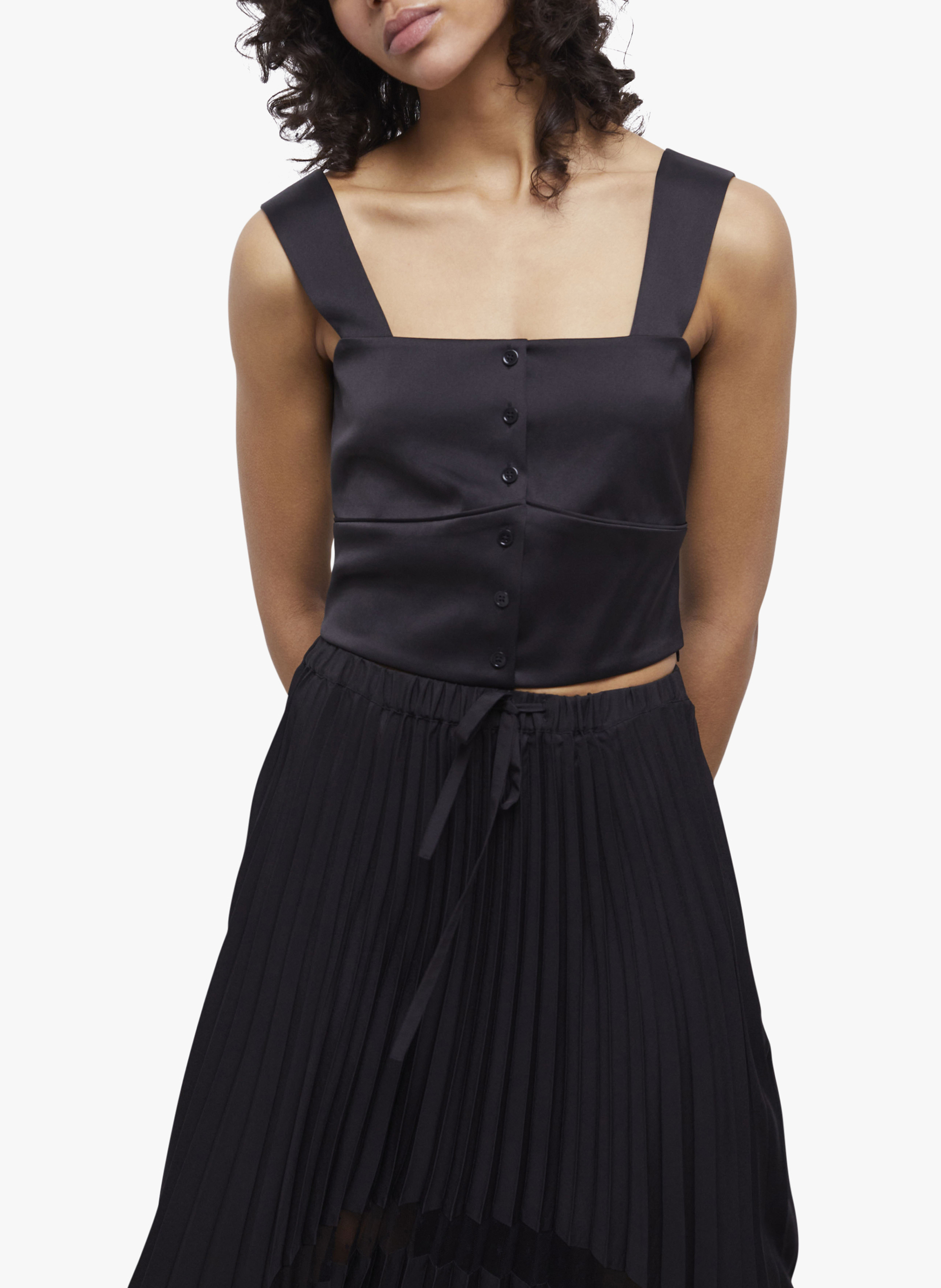 Square-neck cotton crop top THE KOOPLES Black