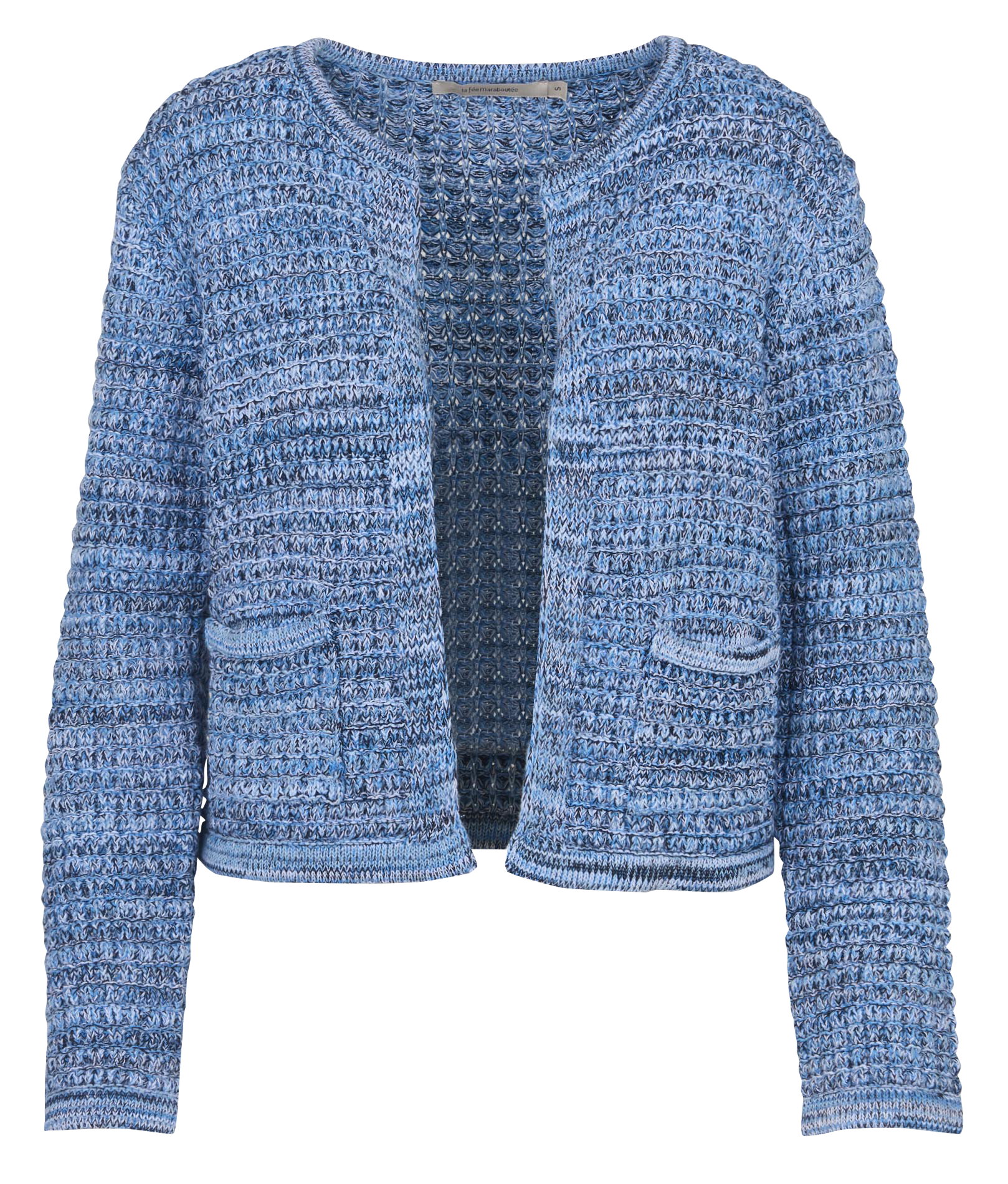Gilet court en maille chinée LA FEE MARABOUTEE Bleu