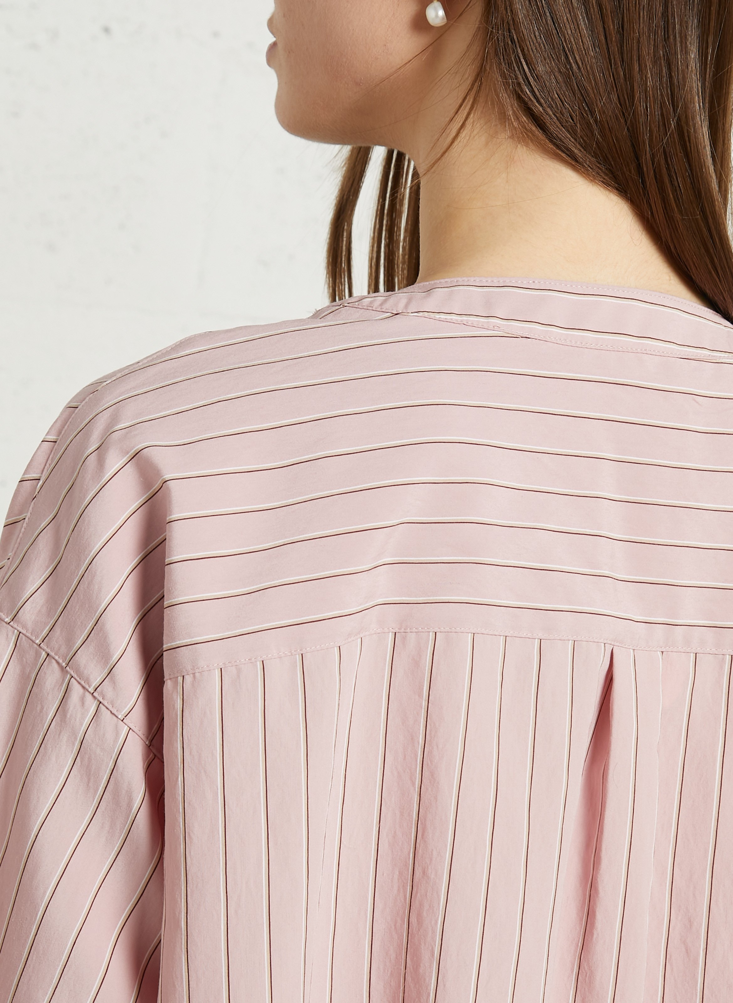 Blouse à rayures col rond DES PETITS HAUTS Rose