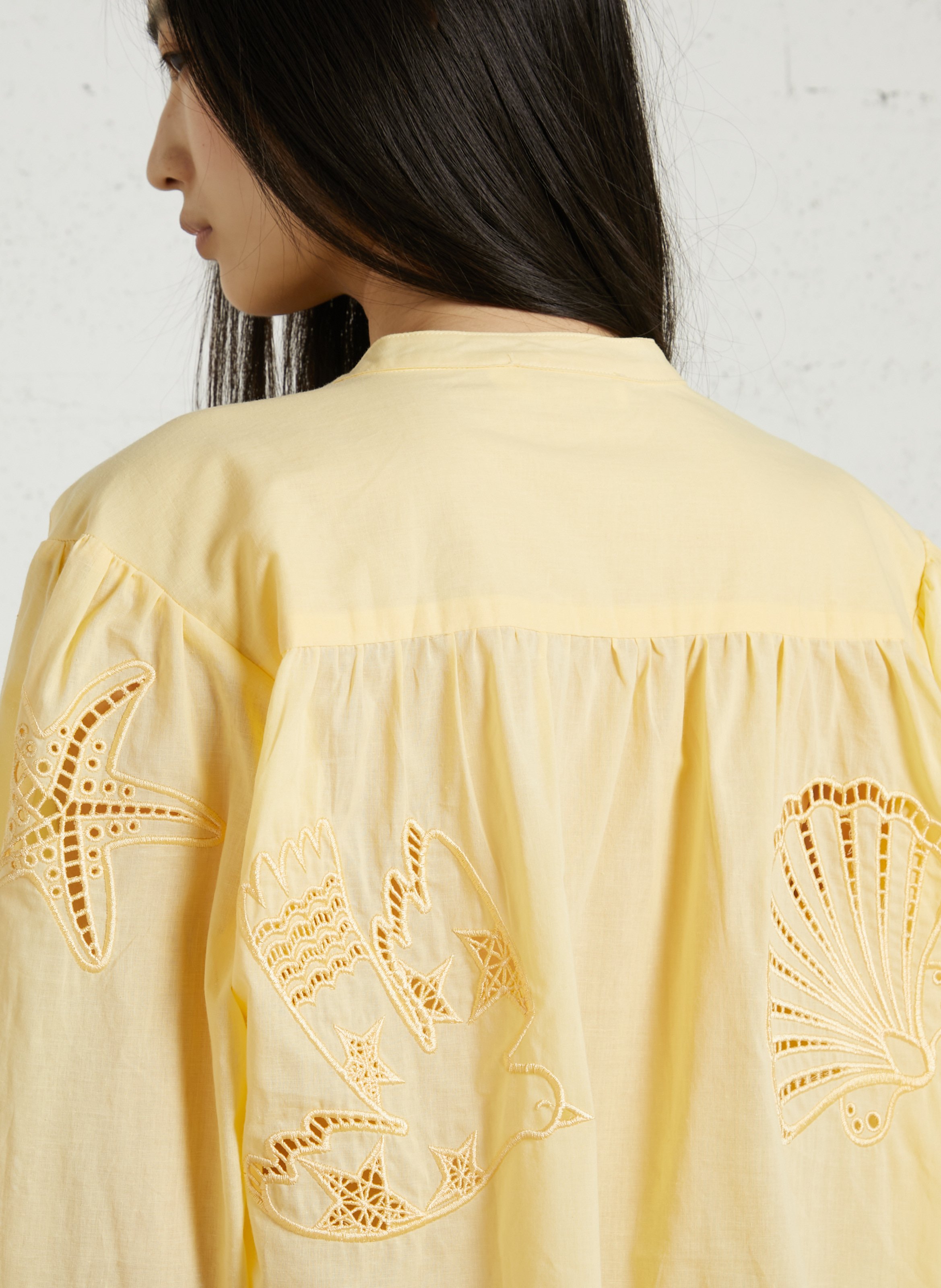 Blouse col V en coton LA PETITE ETOILE Jaune