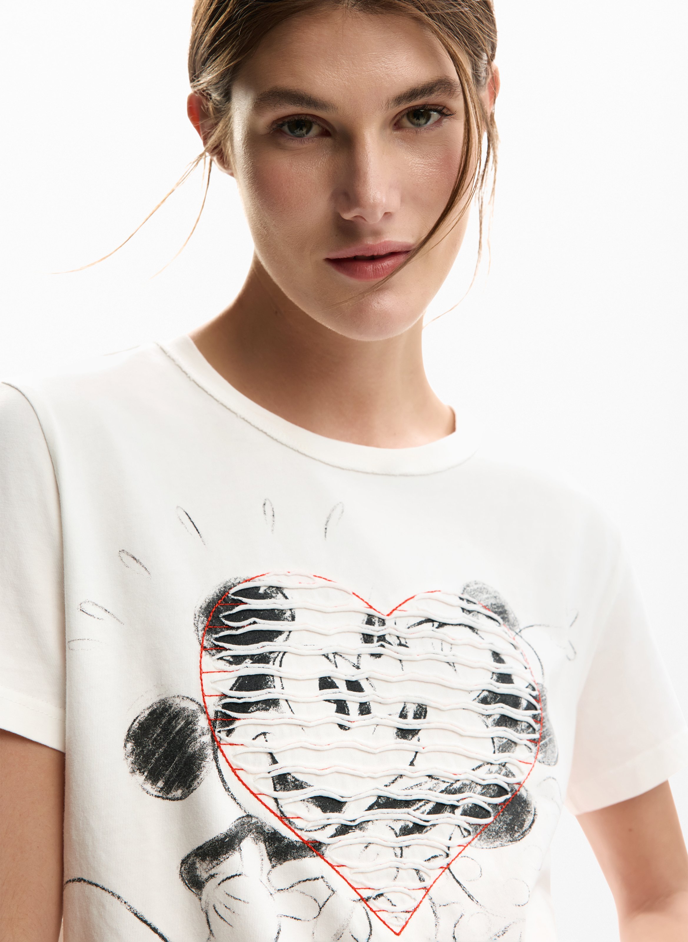 Recht T-shirt met ronde hals en print DESIGUAL Wit