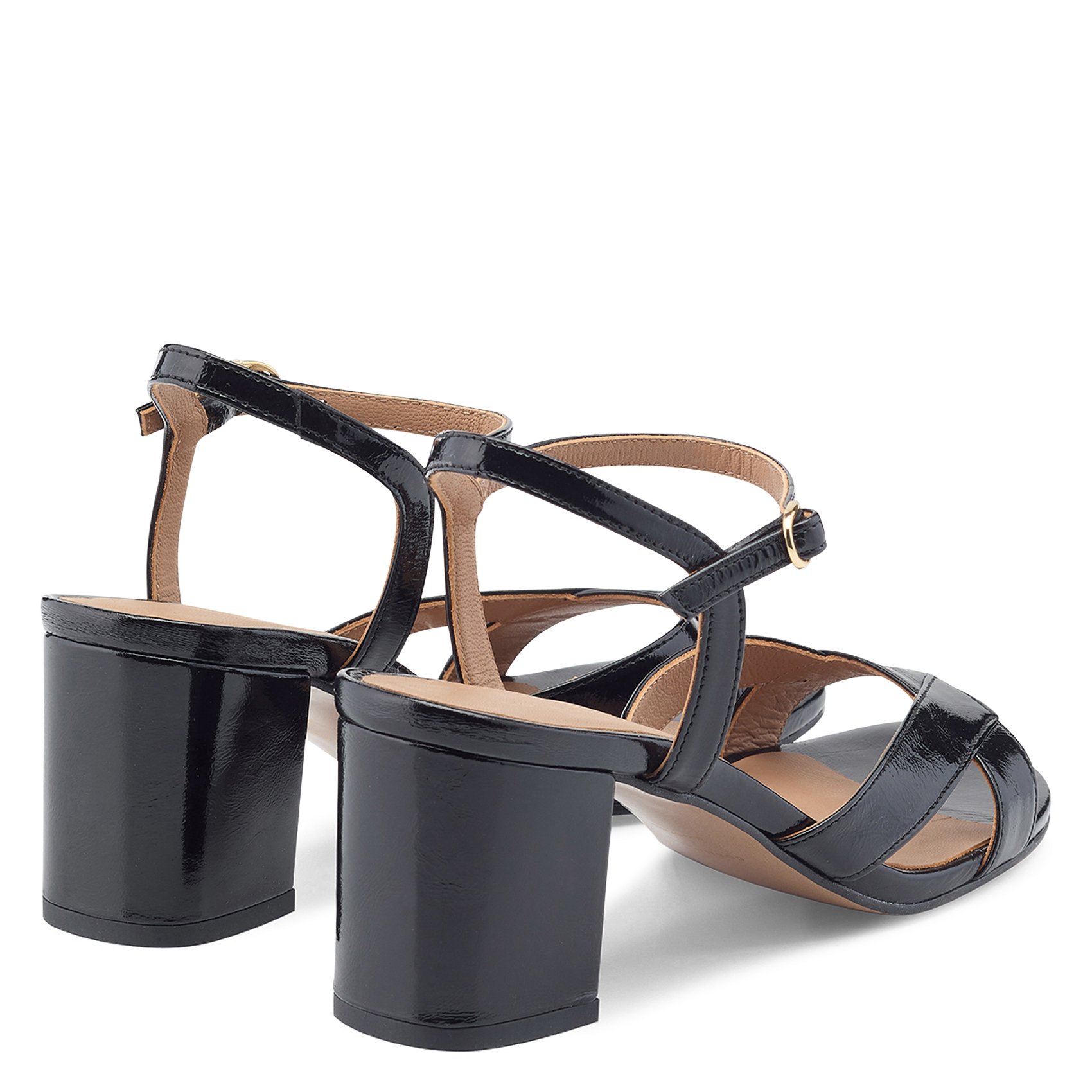 Sandales à talon en cuir vernis COSMOPARIS Noir