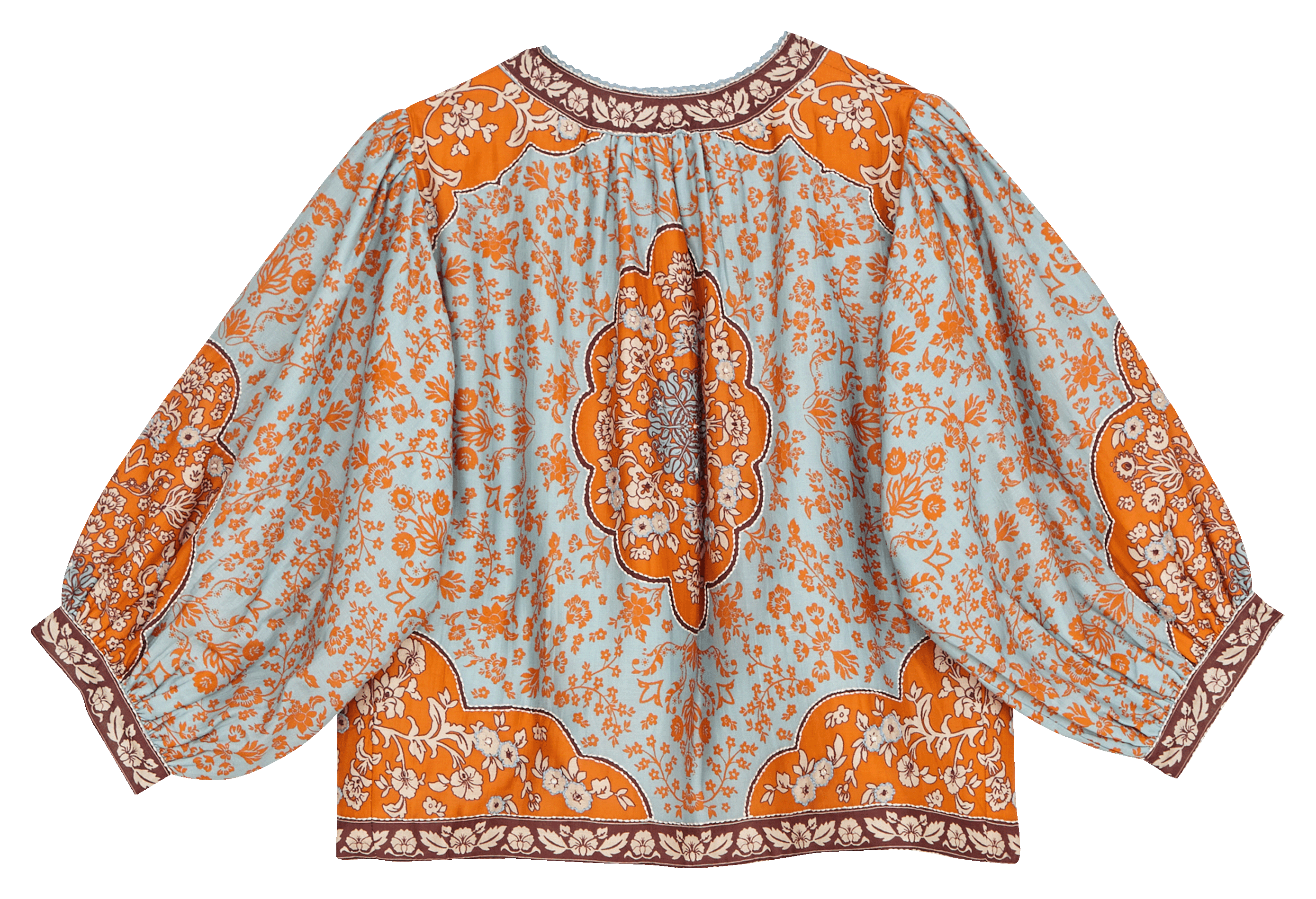 Recht katoenen jasje met ronde hals en print M.A.B.E Blauw