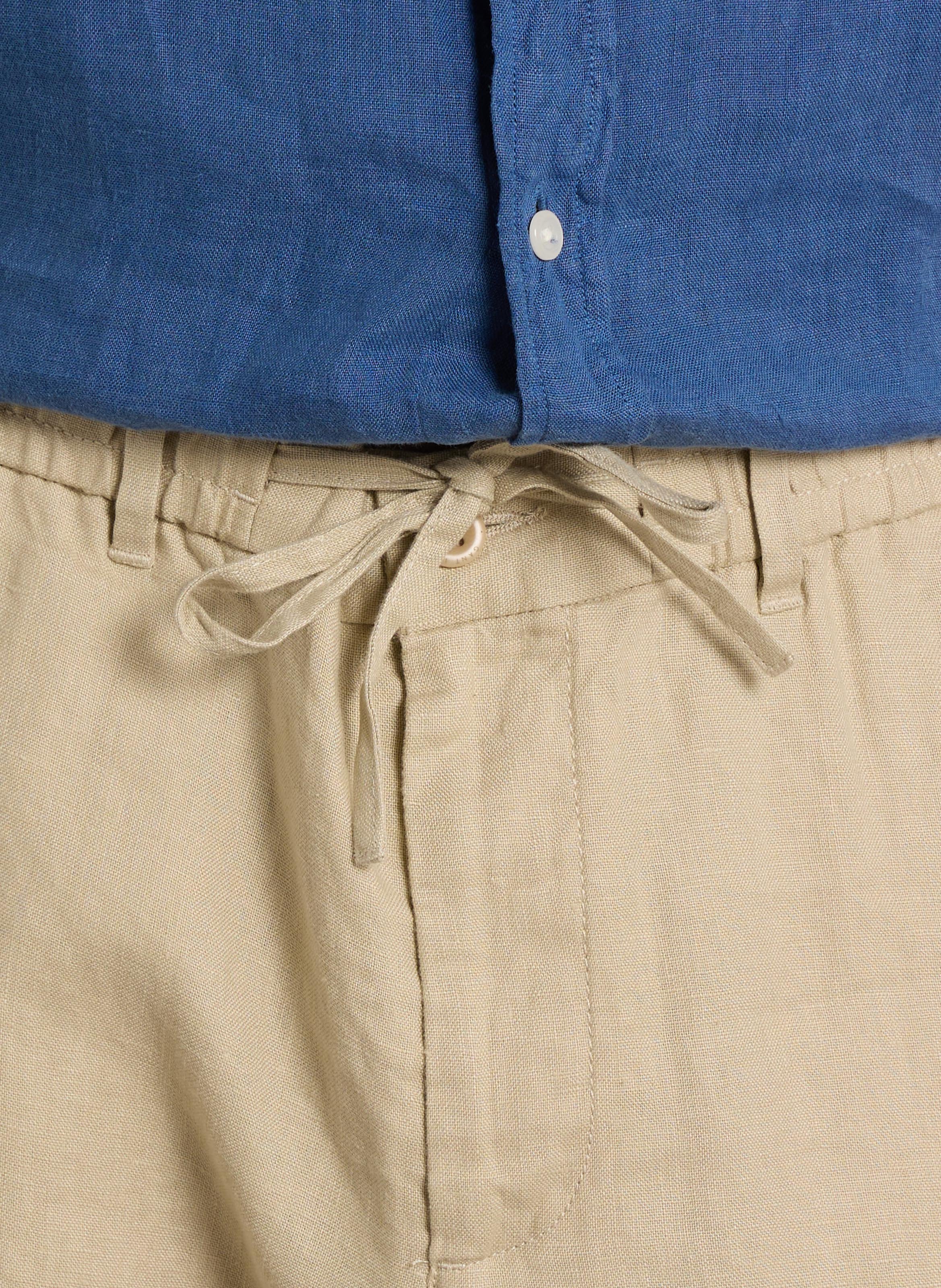 Pantalon droit uni en lin GANT Beige