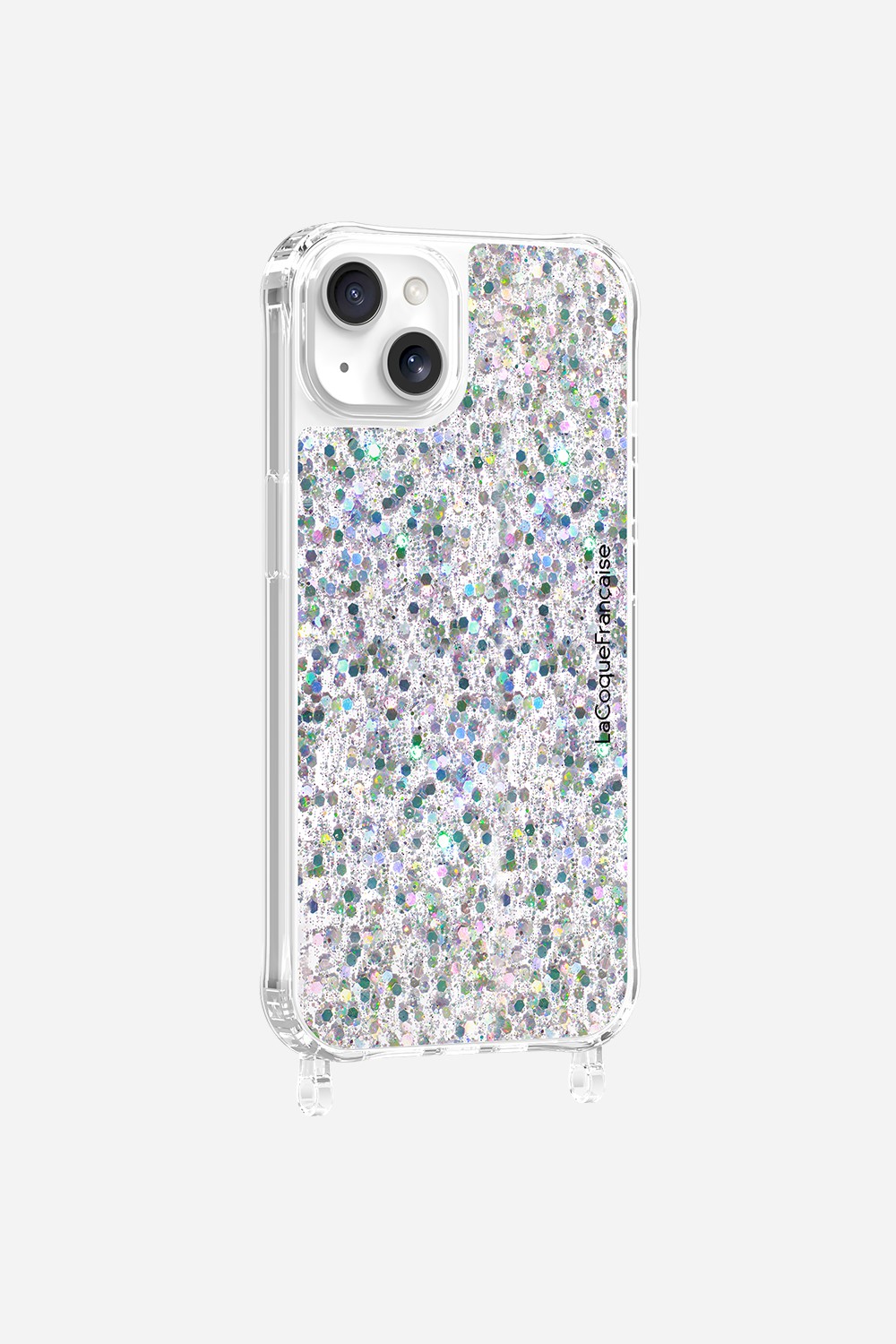 Coque de téléphone avec anneaux paillettes holographiques pour iphone 14 plus LA COQUE FRANCAISE Argent