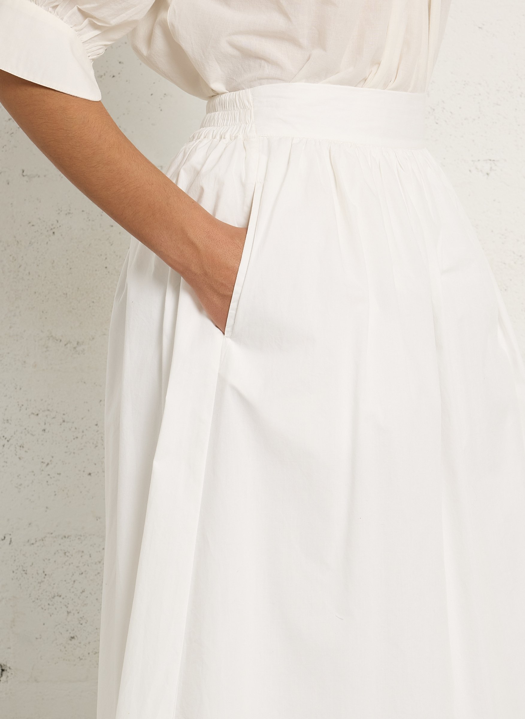 Jupe midi évasée en coton BELLEPIECE Blanc