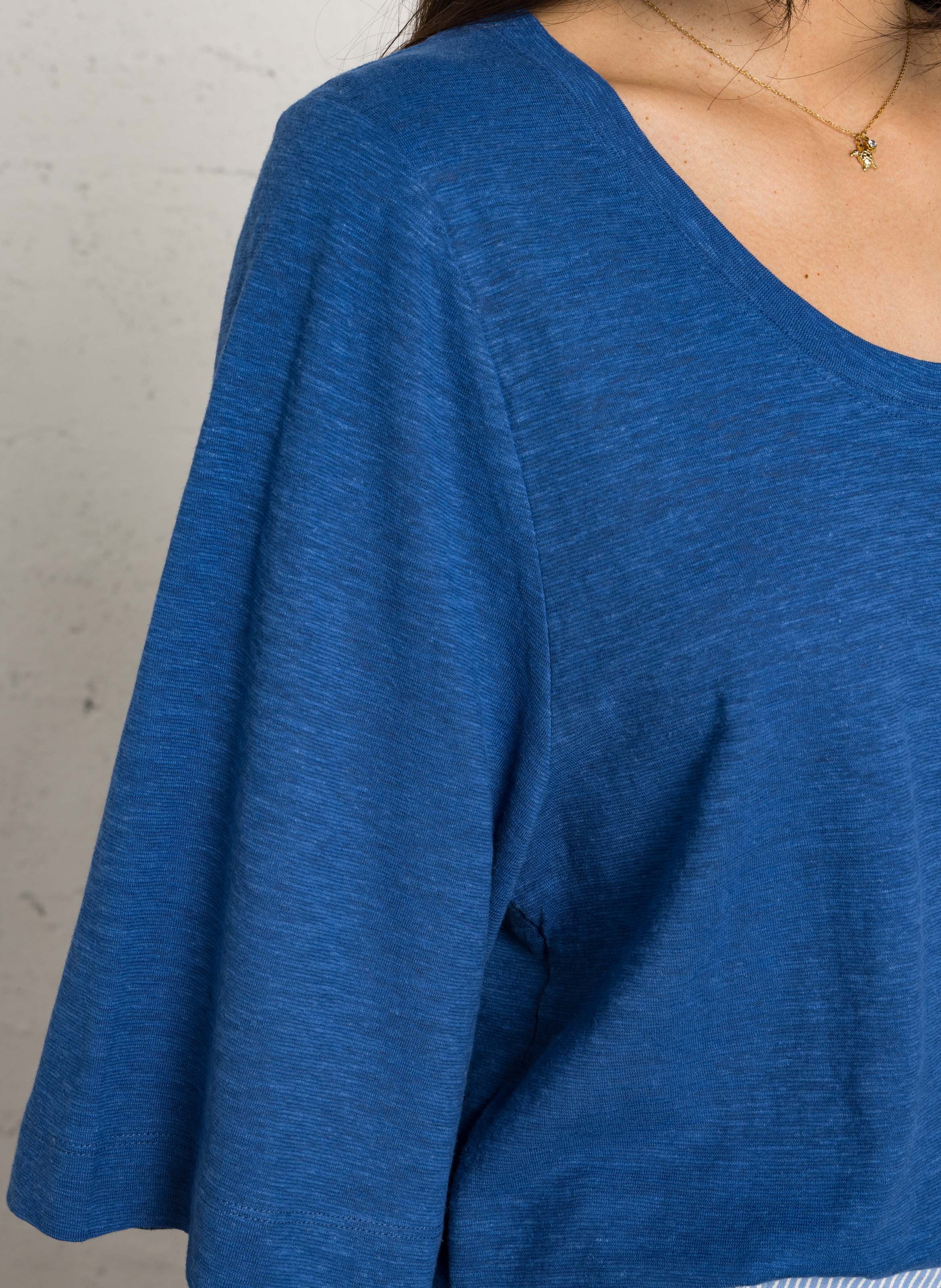 Effen top met lange mouwen en ronde hals MAISON 123 Blauw