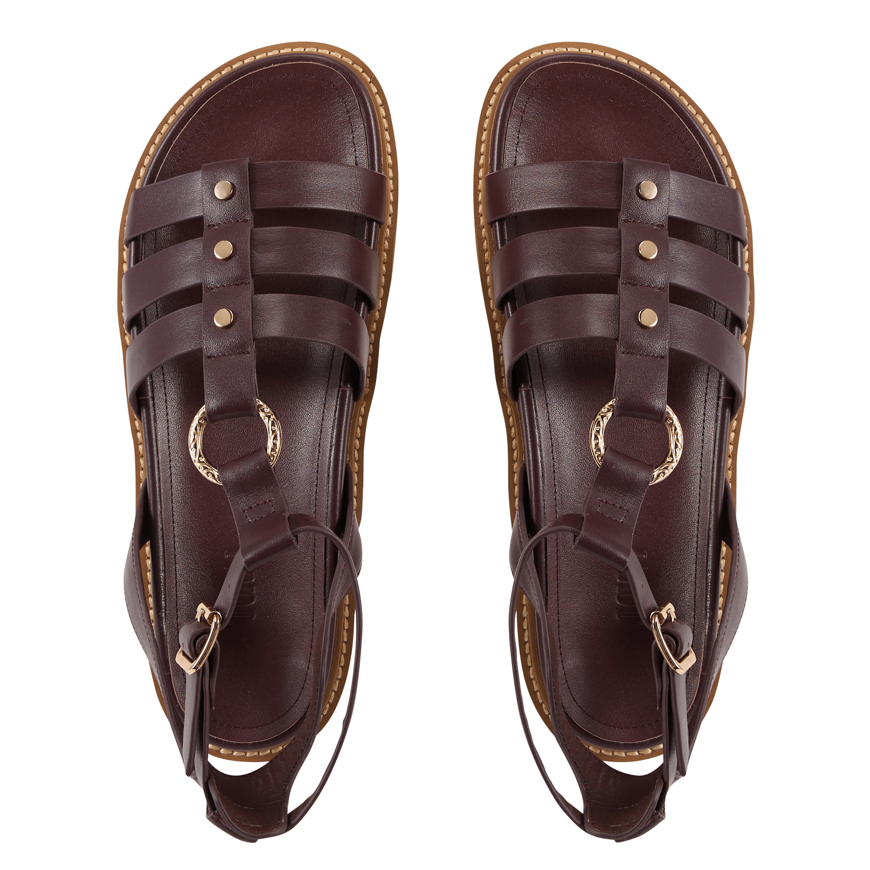 Sandales plates en cuir TORAL Rouge