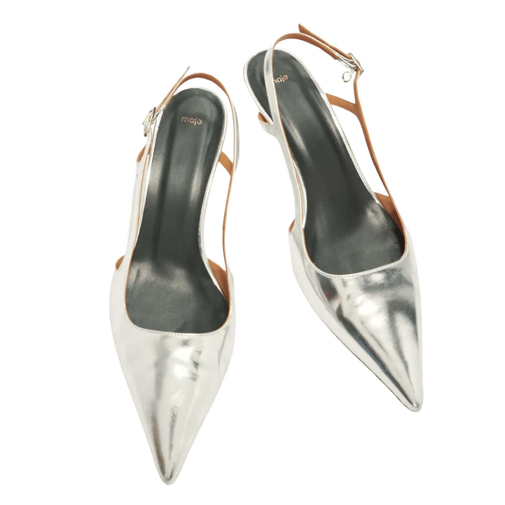 Sandales sling-back métallisées MAJE Argent