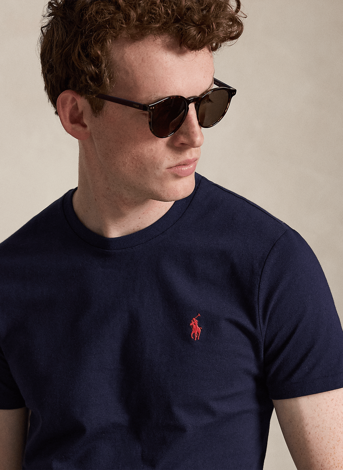 Rundhals-T-Shirt aus Baumwolle mit Pony Player, Slim Fit POLO RALPH LAUREN Blau