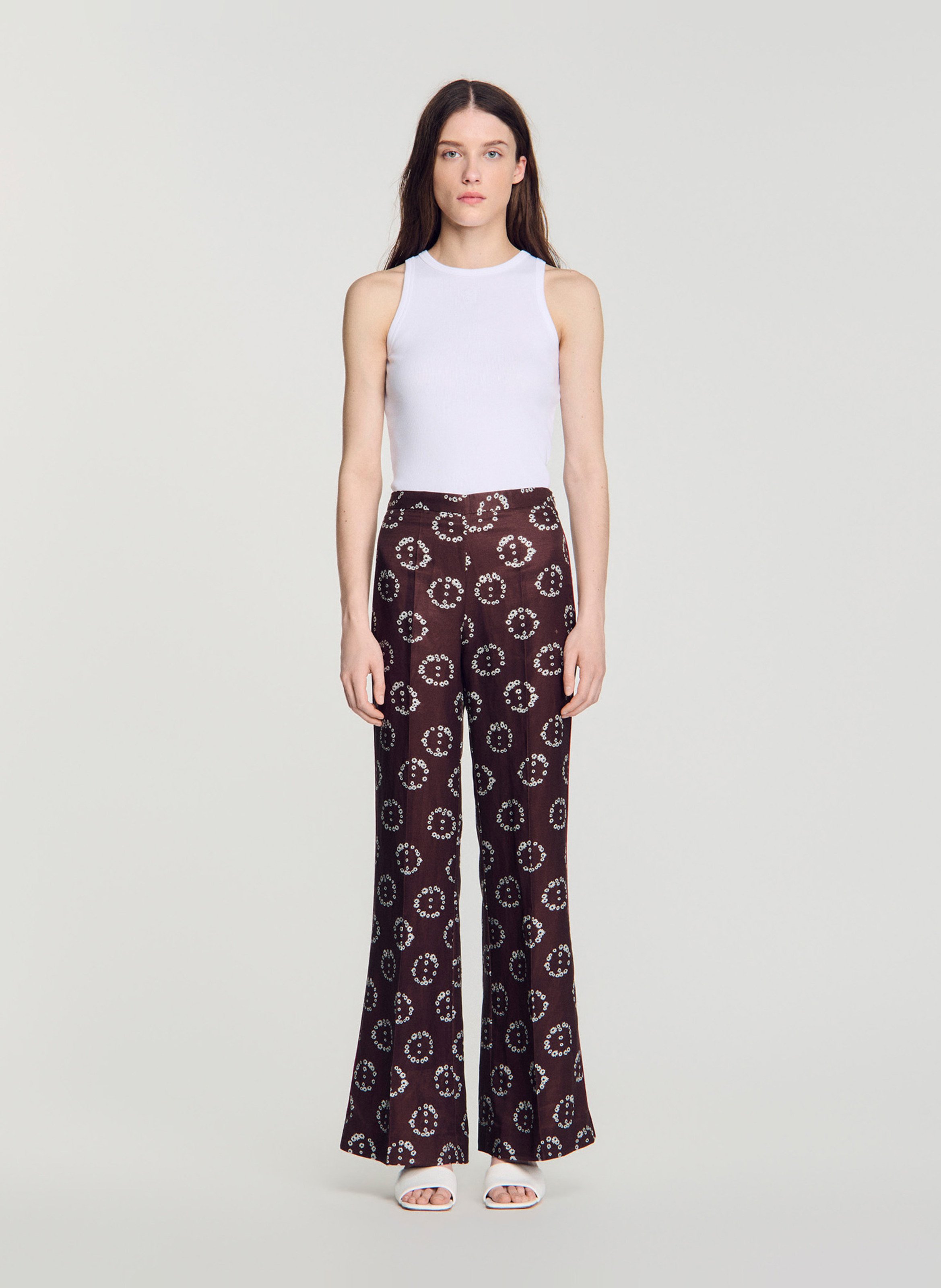 Pantalon évasé imprimé SANDRO Marron