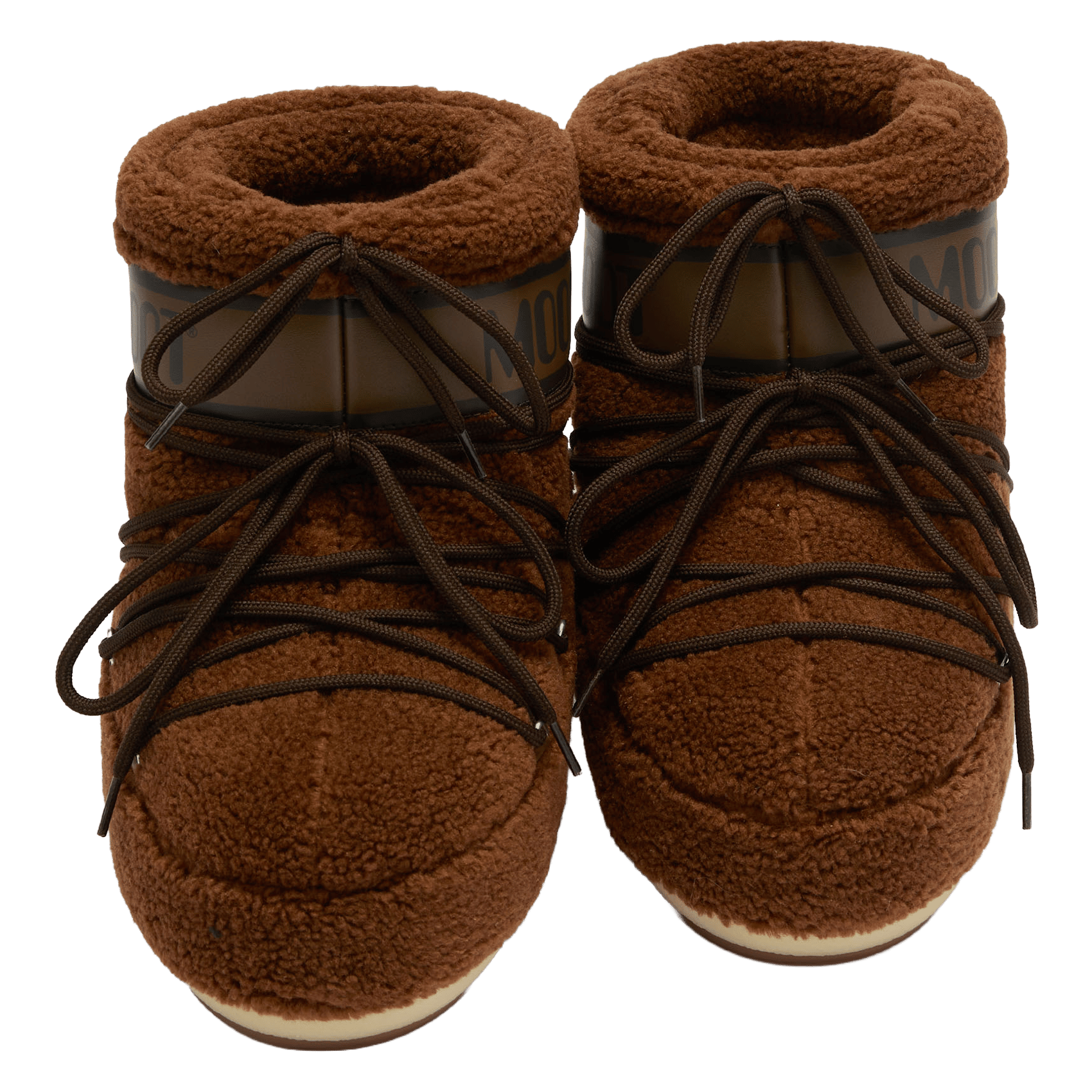 Boots à lacets en fourrure bouclée MOON BOOT Marron