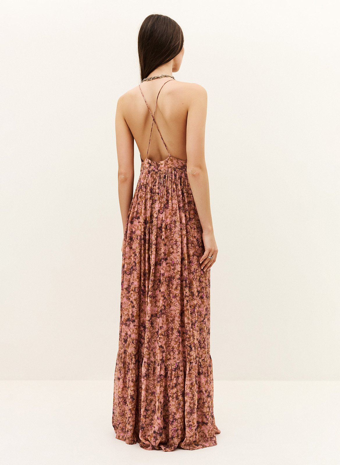 Langes Trägerkleid mit Print BA&SH Rosa