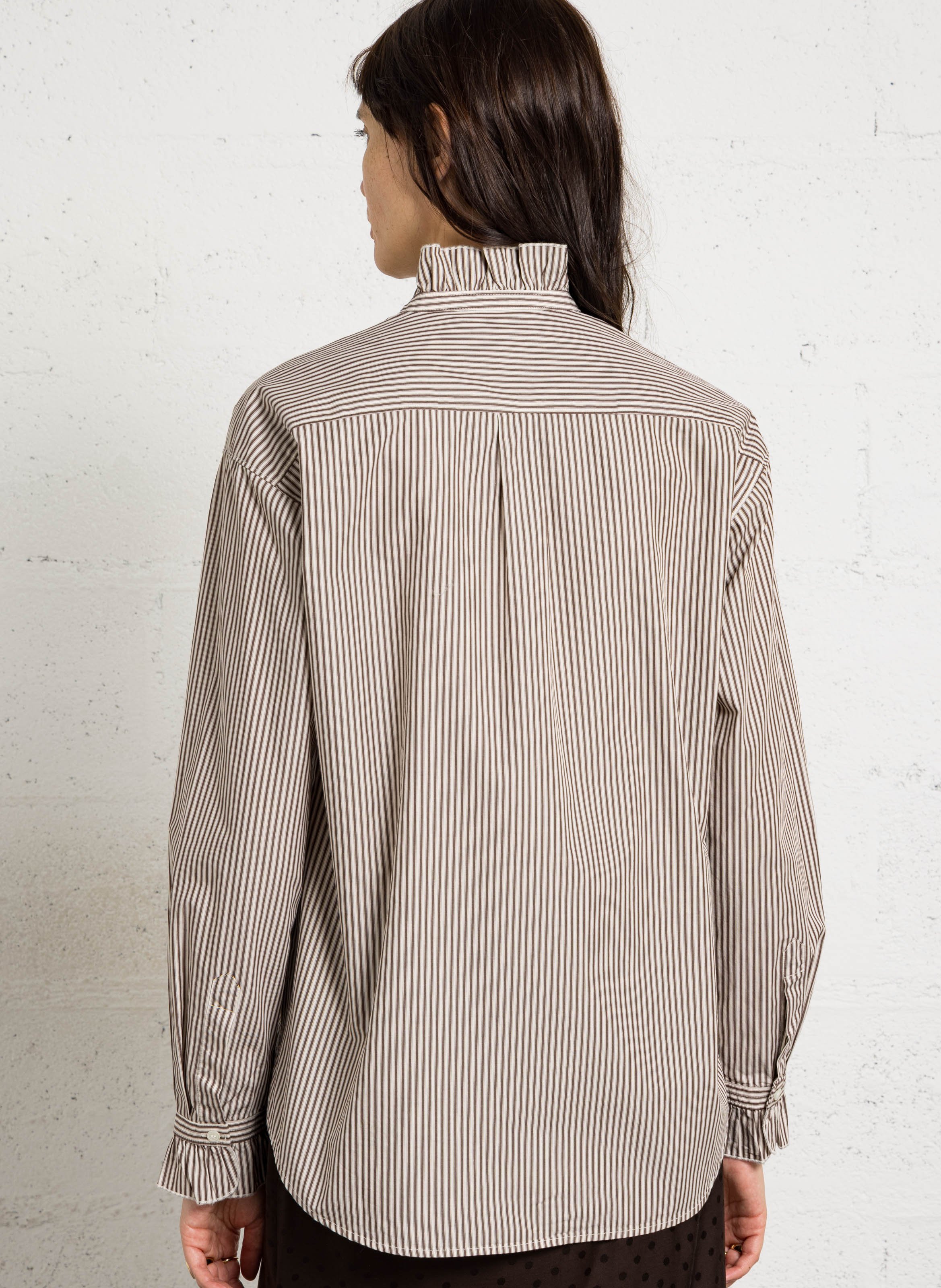 Chemise oversize en coton rayé HARTFORD Marron