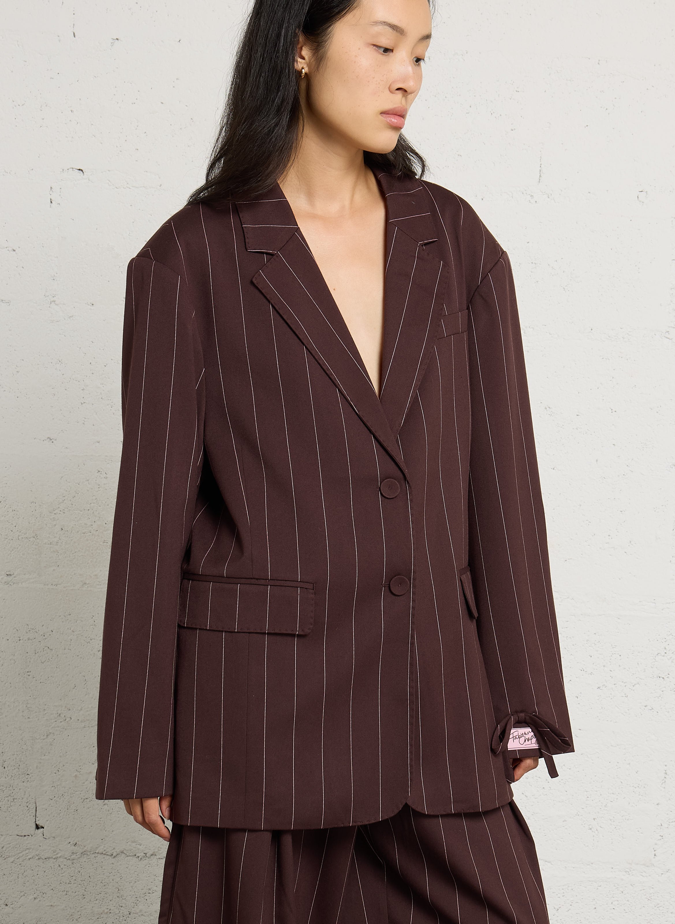 Striped blazer with tailored collar FABIENNE CHAPOT Brown