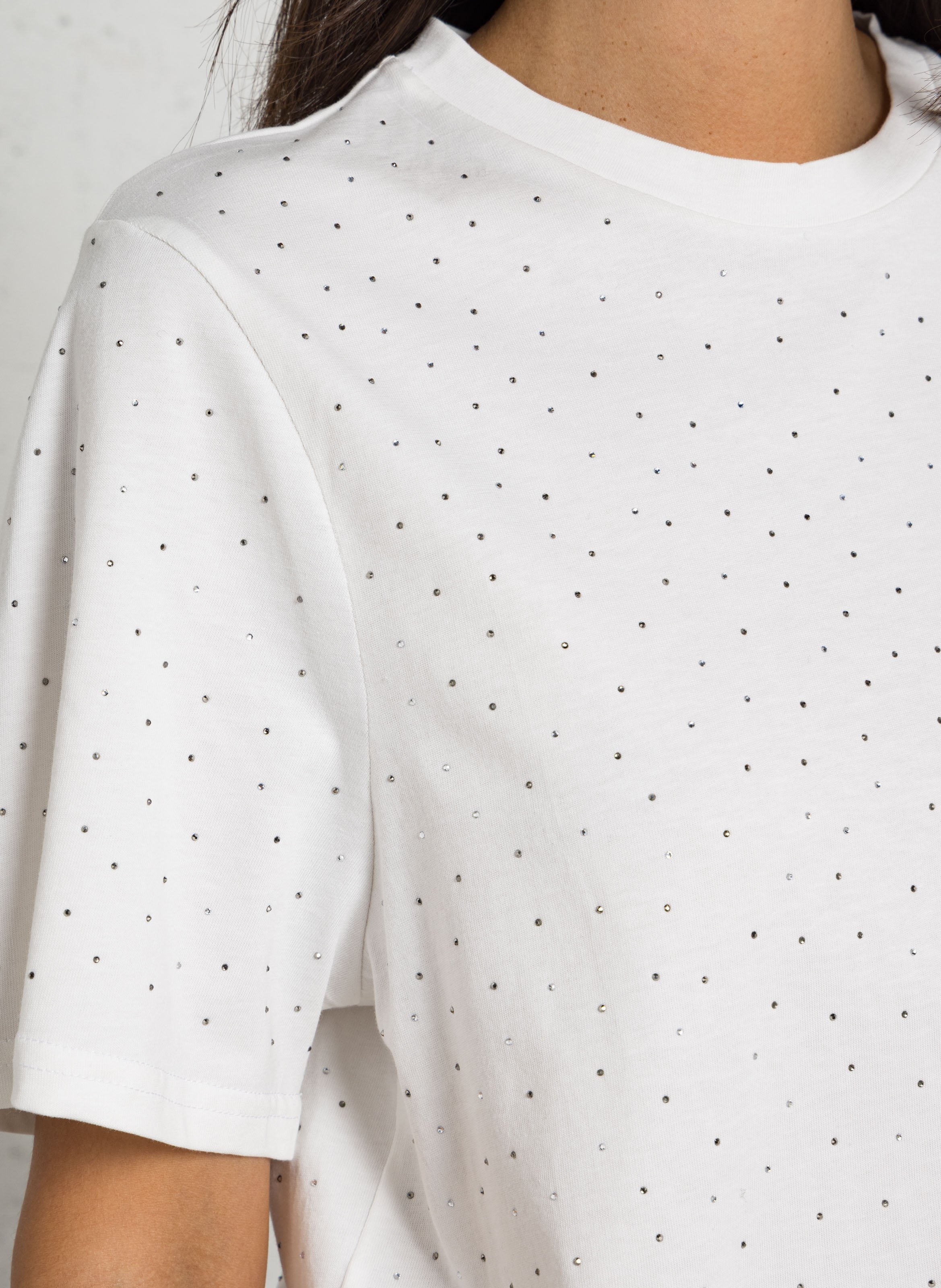 T-shirt met strass in katoen BERENICE Wit