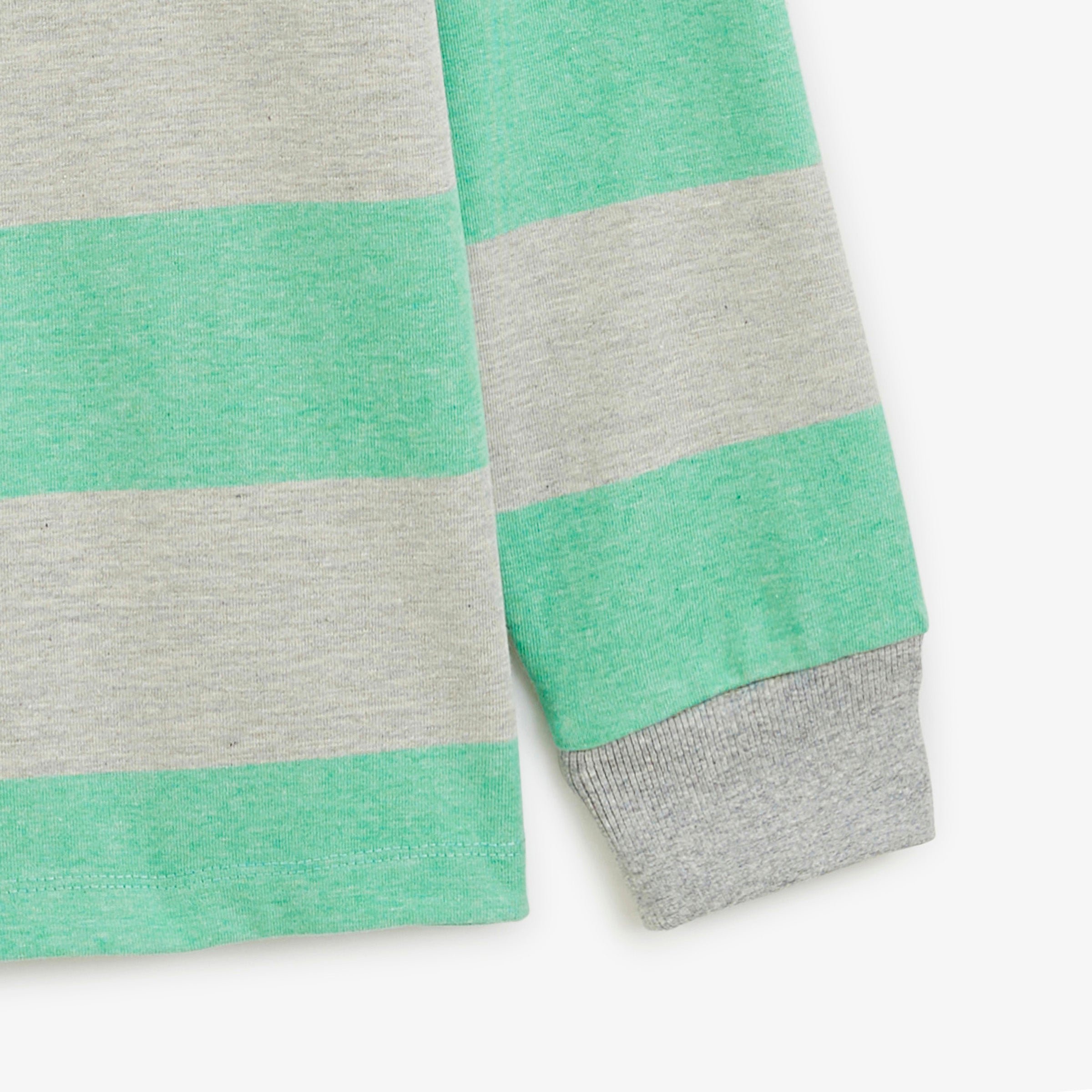 Striped long-sleeved rugby polo shirt with FUNKY ANIMALS embroidery SERGE BLANCO Grey