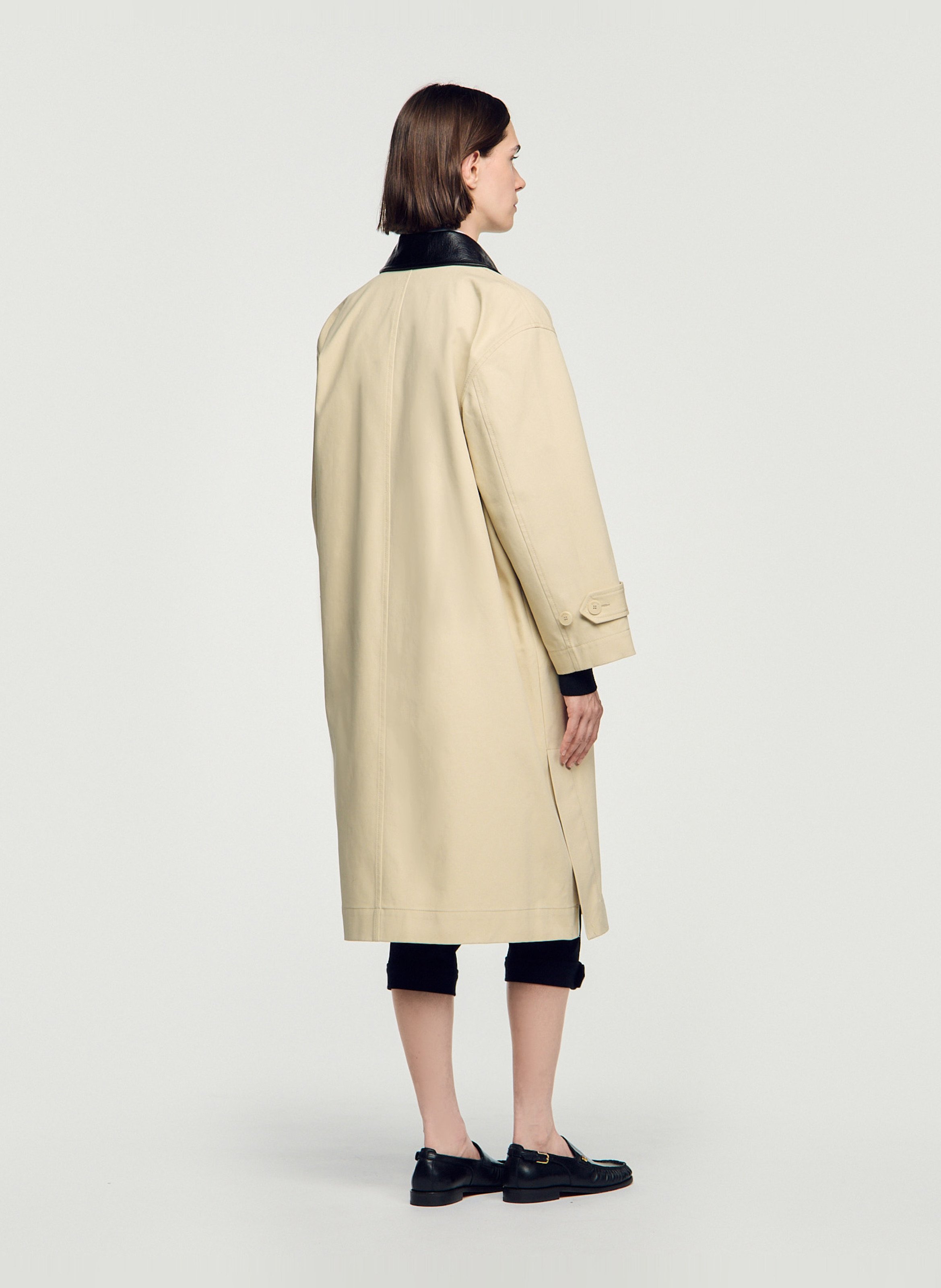 Manteau oversize en coton SANDRO Beige