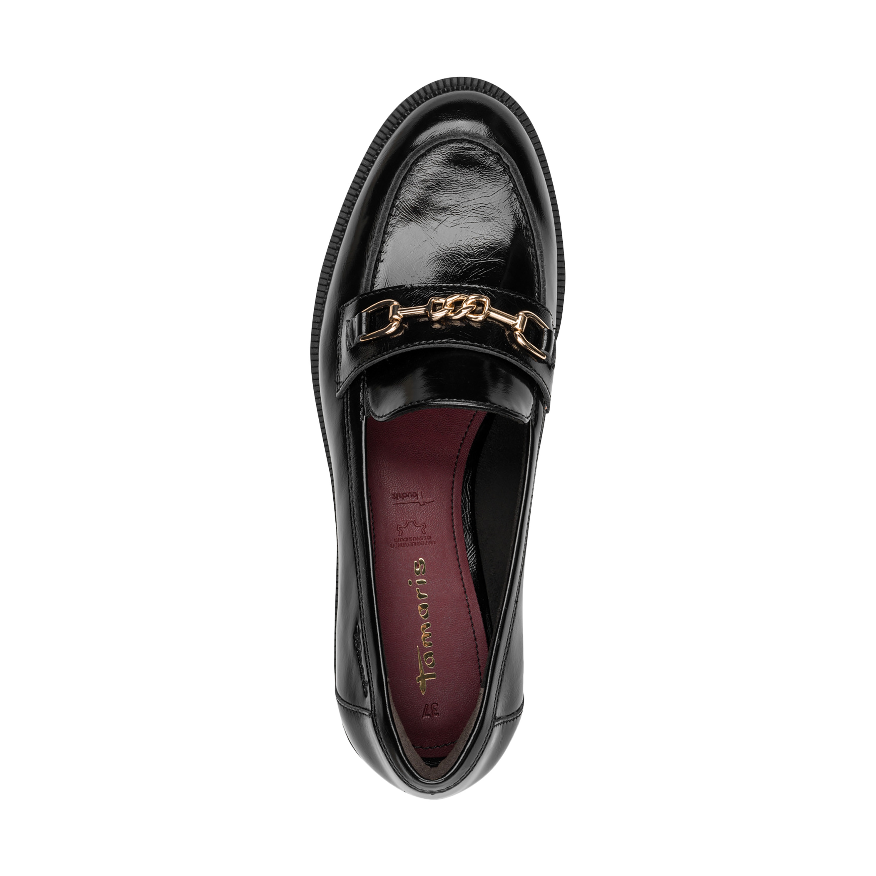 Leather moccasins TAMARIS Black