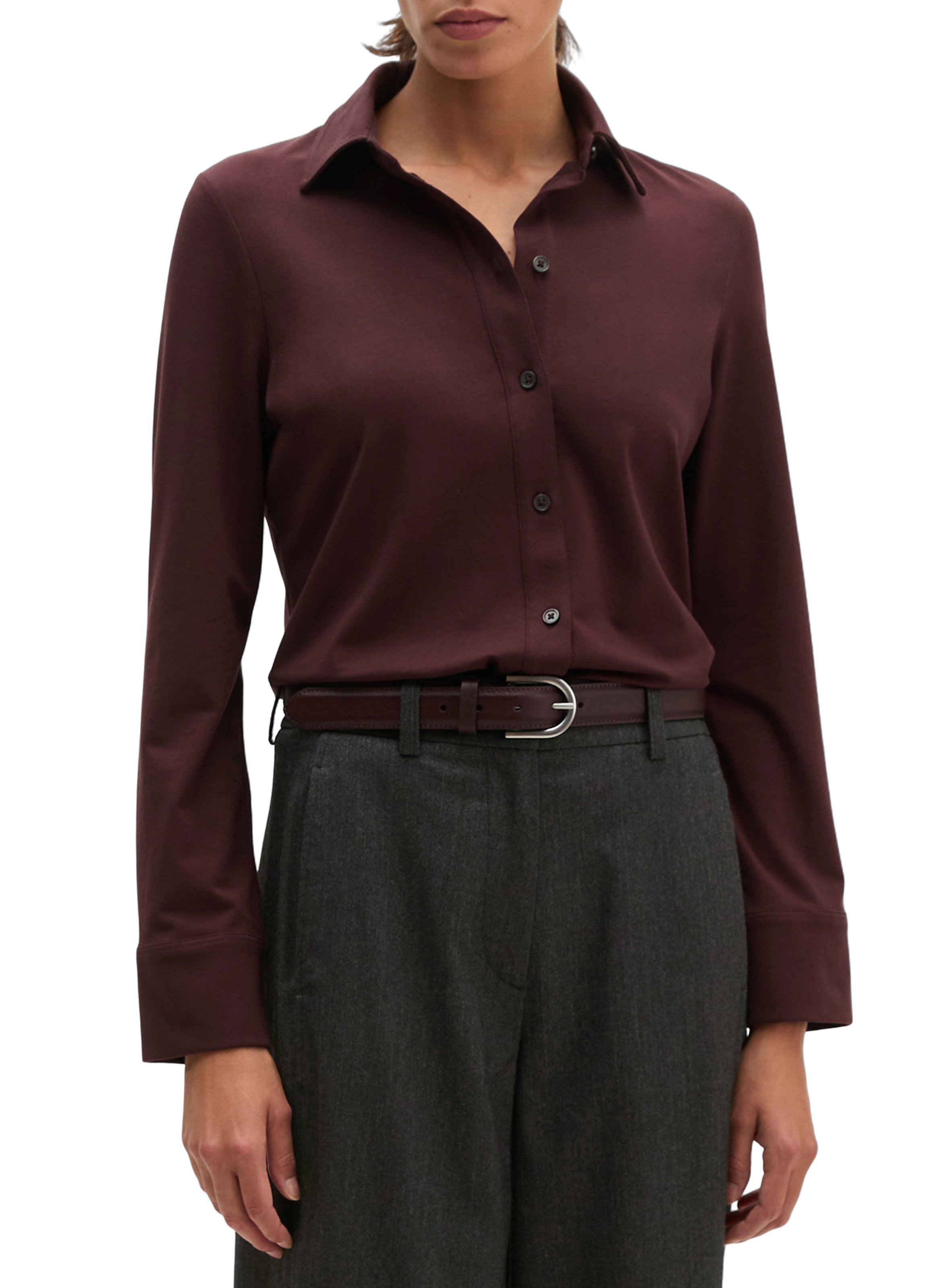 Polo droit à manches longues en coton mélangé MARC O'POLO Rouge