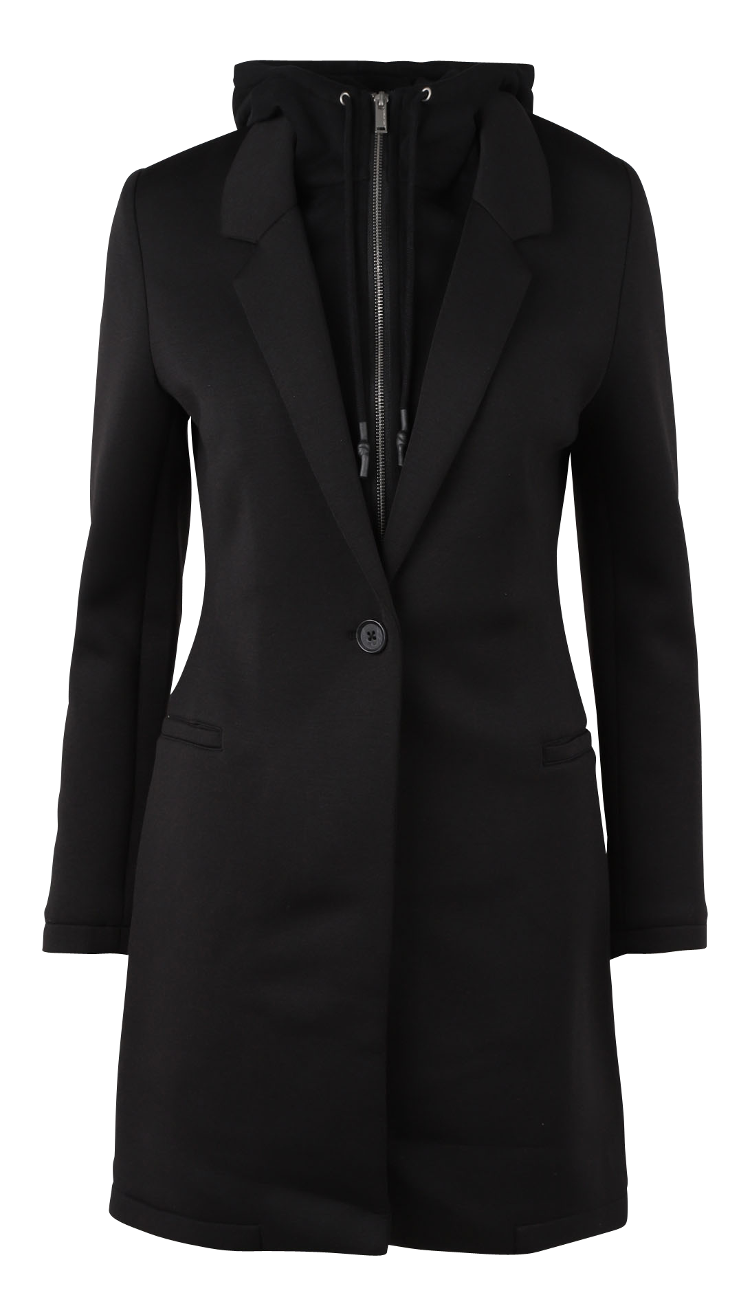 Mid-length hood coat with tailored collar IKKS Black