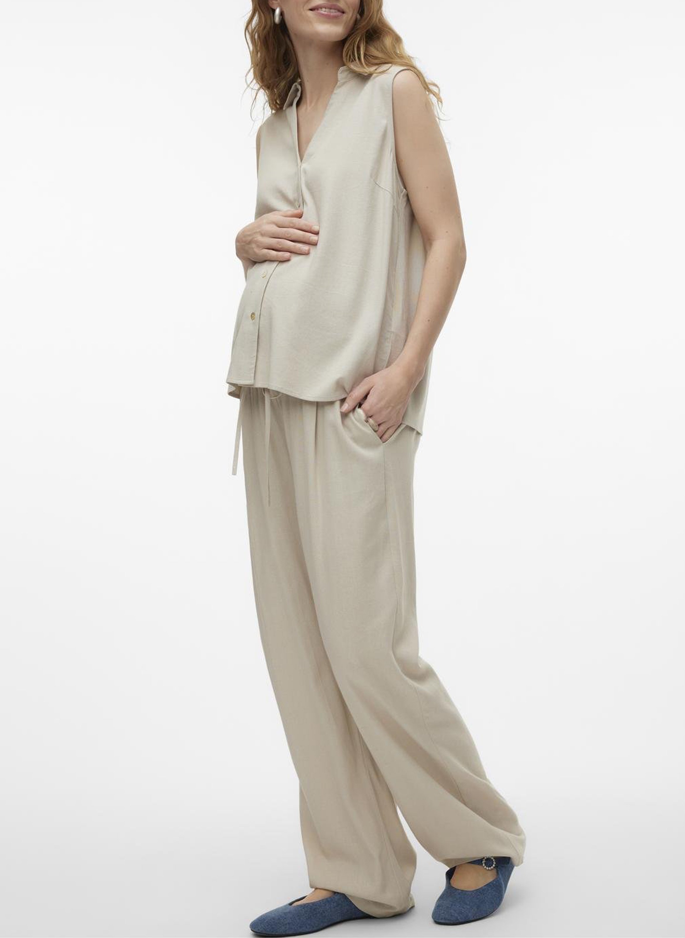 High-rise wide-leg pants MAMALICIOUS White