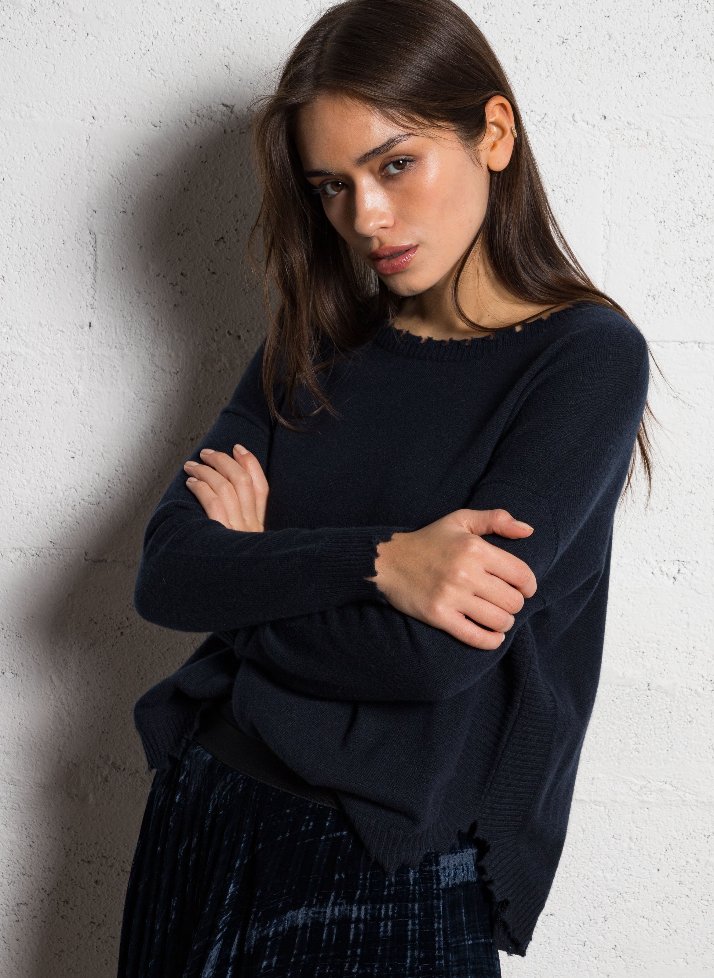 Pull oversize en cachemire maillé KUJTEN Bleu