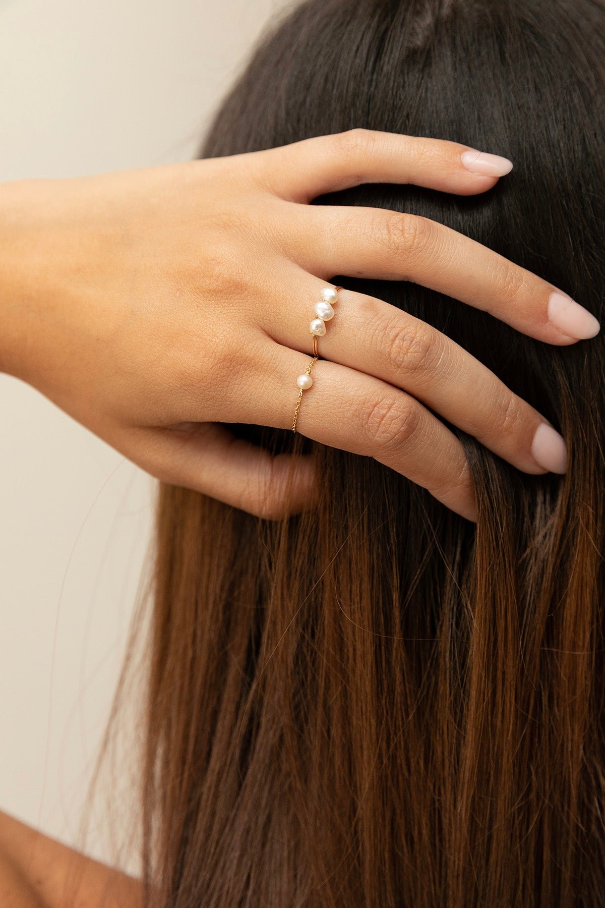 Beaded ring  YAY White