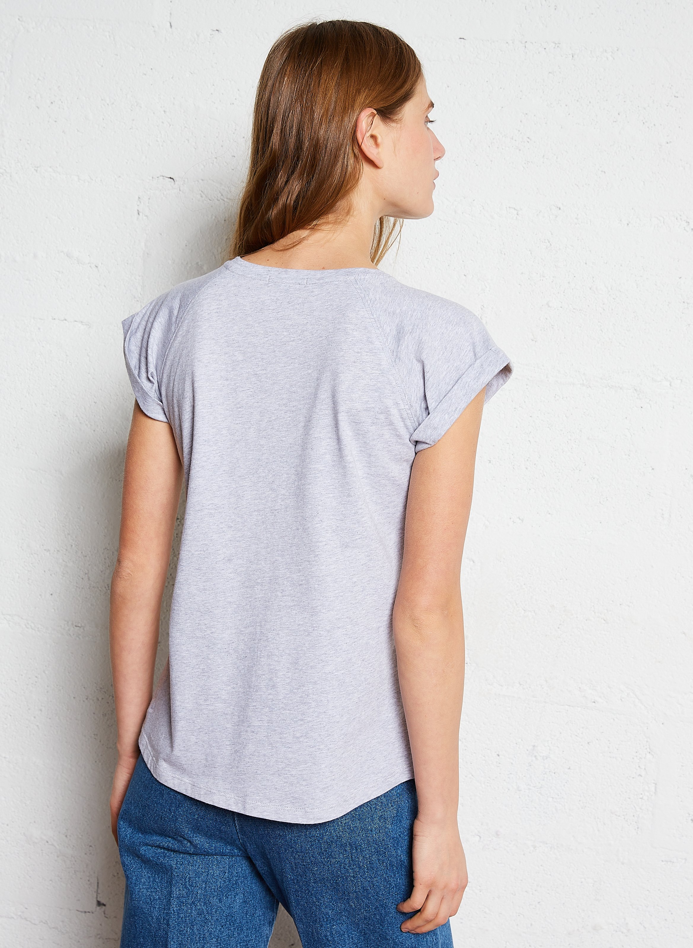 Katoenen T-shirt met ronde hals SOEUR Grijs