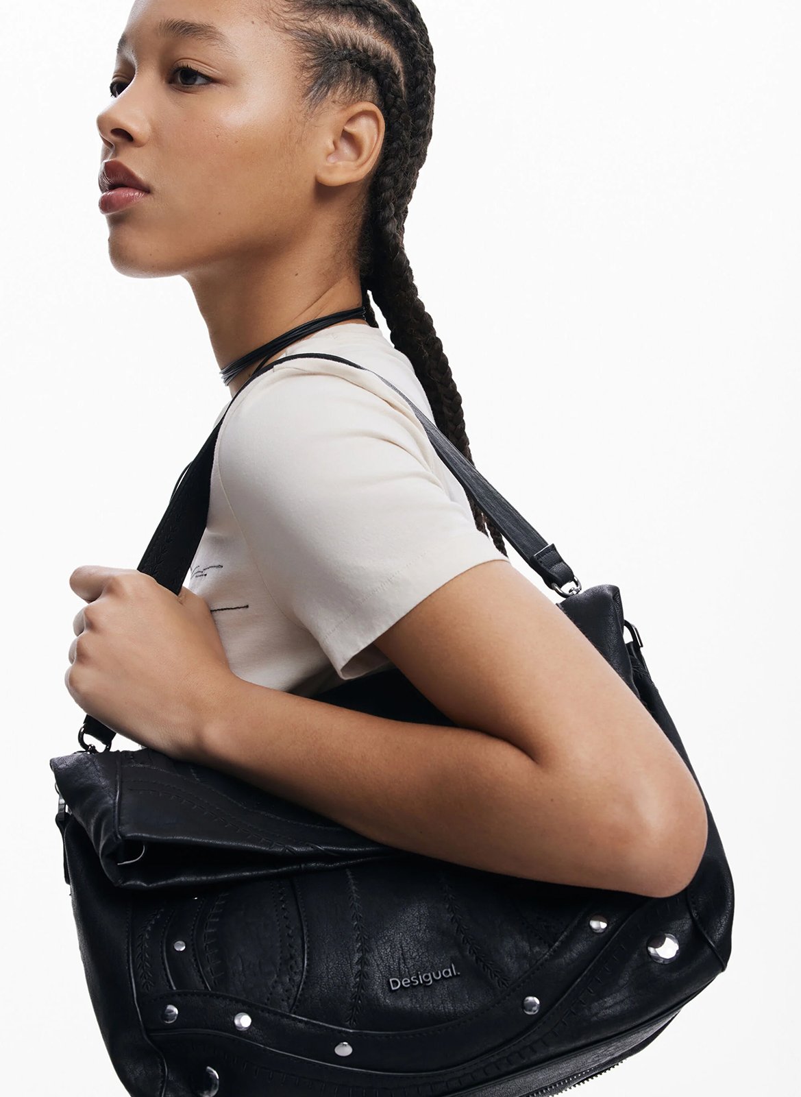 Sac bandoulière à détails cloutés DESIGUAL Noir