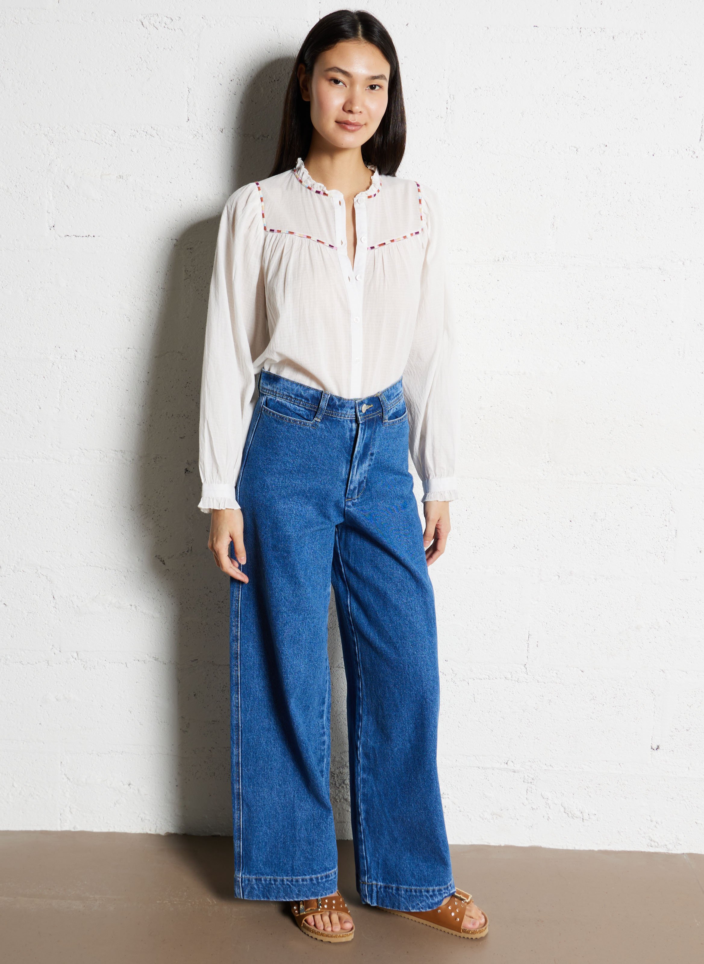 Blouse droite en coton LA PETITE ETOILE Blanc