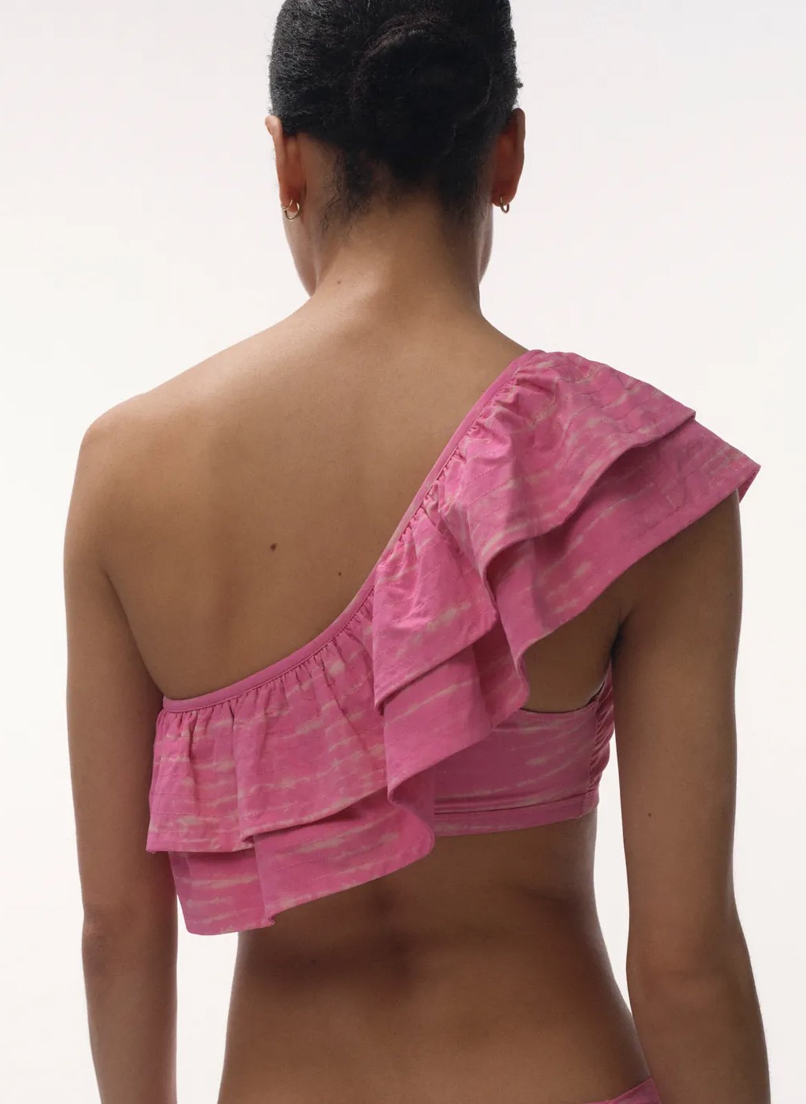 Haut de bikini imprimé en fibres recyclées mélangées LOVE STORIES Rose