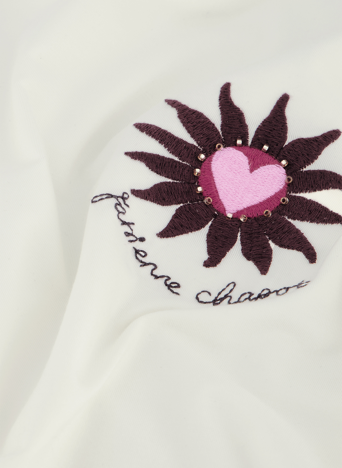 Embroidered straight t-shirt White