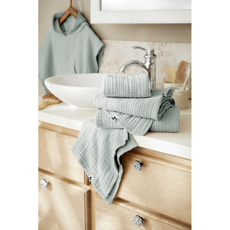 Guest towel 30 x 50 cm plain cotton gauze Gaia L'EFFET PAPILLON Blue