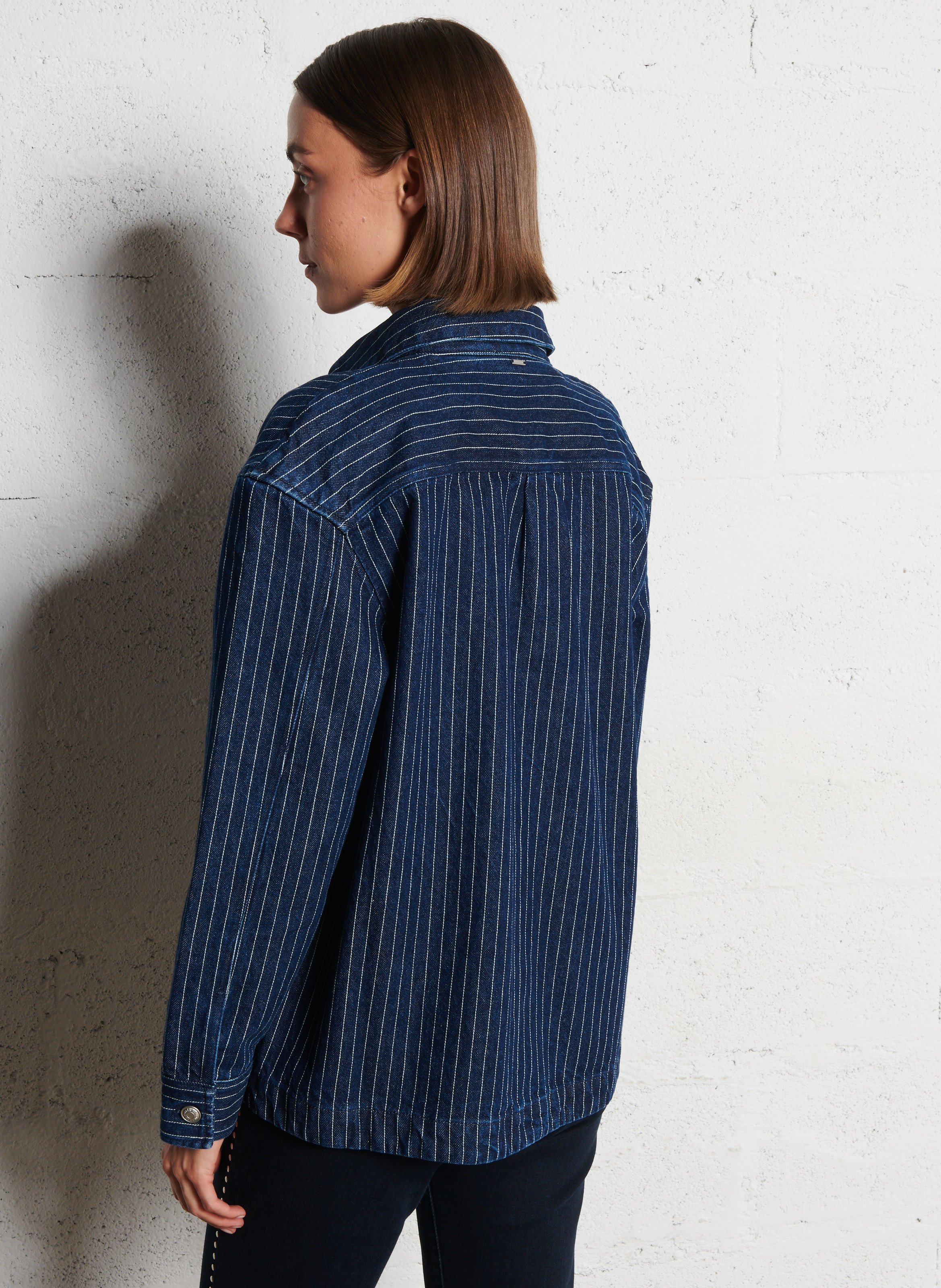 Straight striped cotton shirt IKKS White