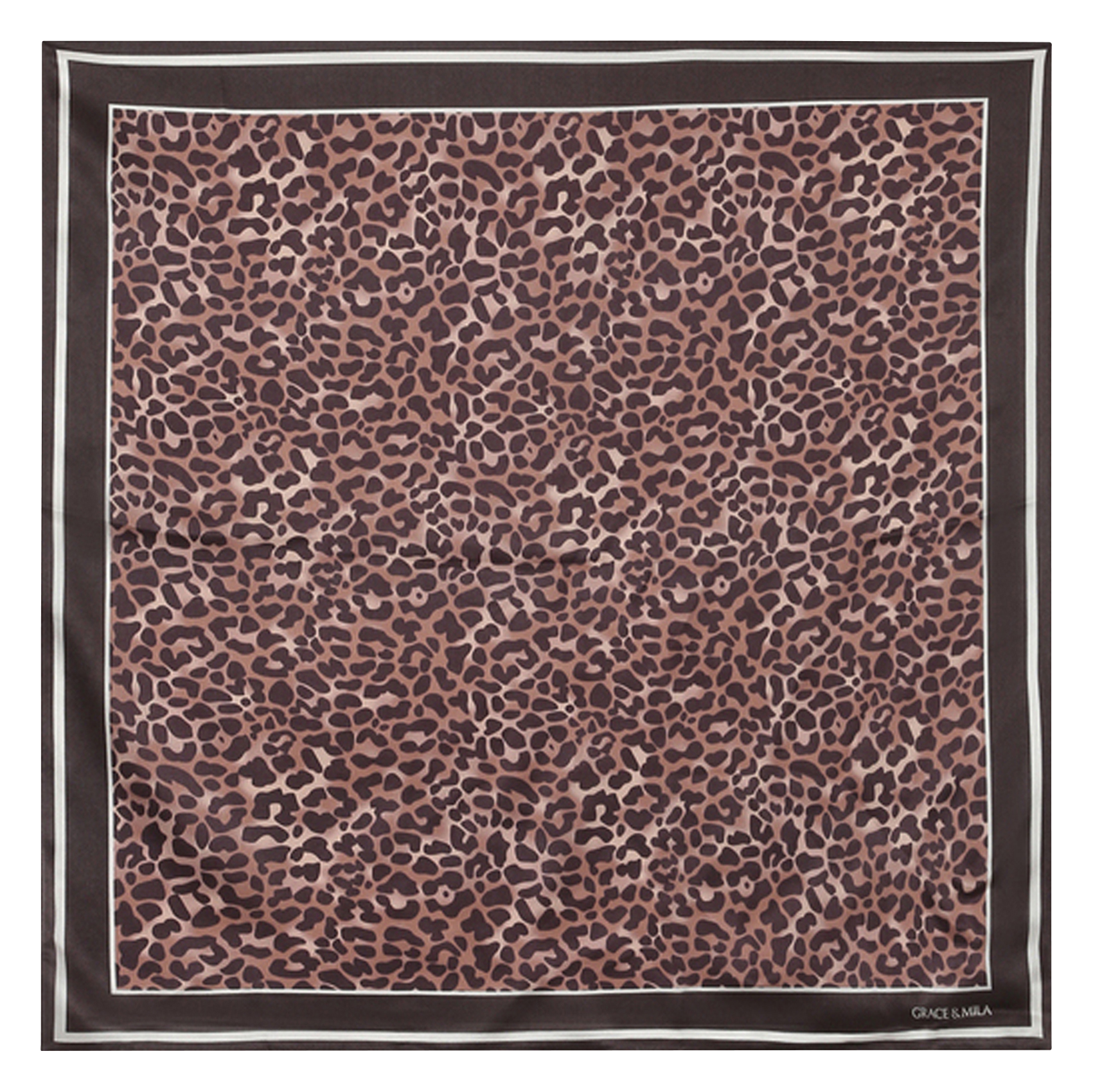Leopard silk square scarf GRACE ET MILA Brown
