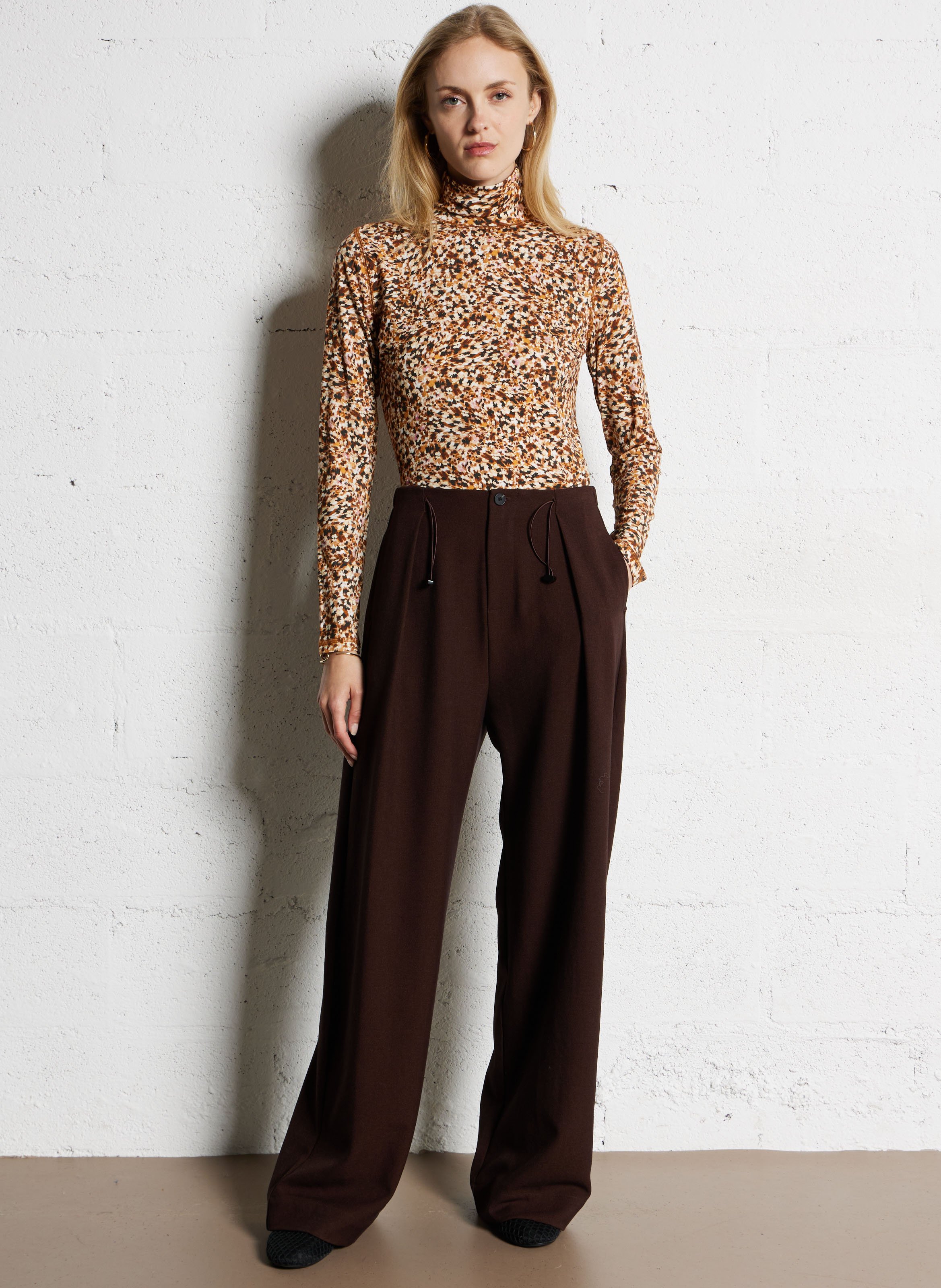 Azawood high-waisted wide-leg trousers Brown