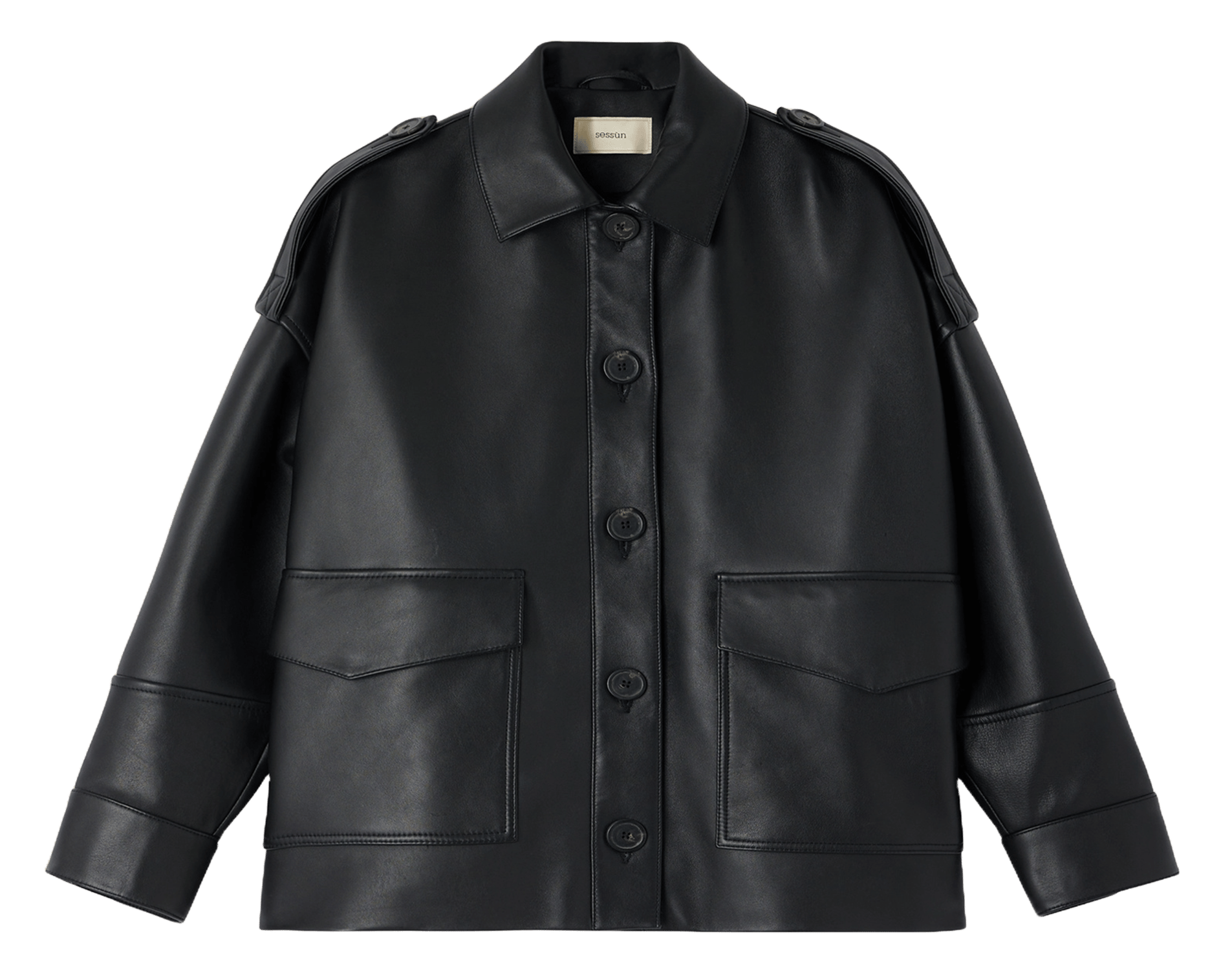 Veste ample boutonnée en cuir  SESSUN Noir