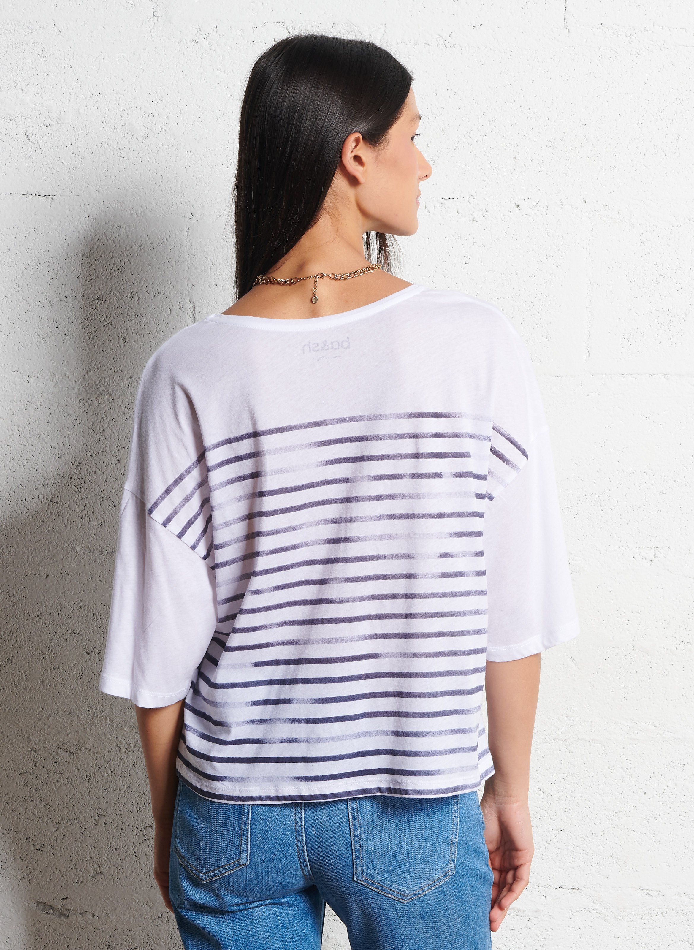 Round-neck striped T-shirt BA&SH White