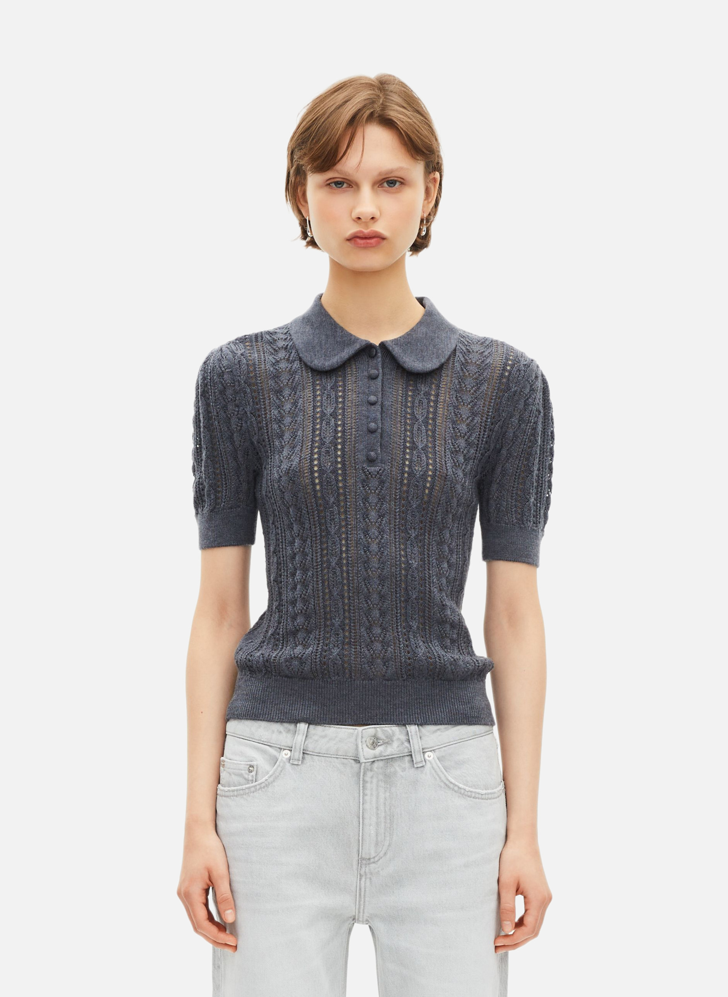 Paul short-sleeved merino wool sweater  THE KOOPLES Grey